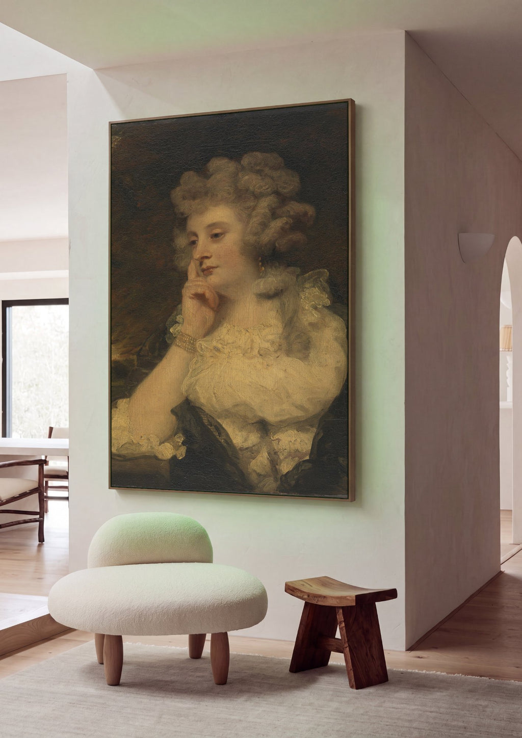 Quadro Decorativo Senhora Reflexiva - Sir Joshua Reynolds em ambiente decorado