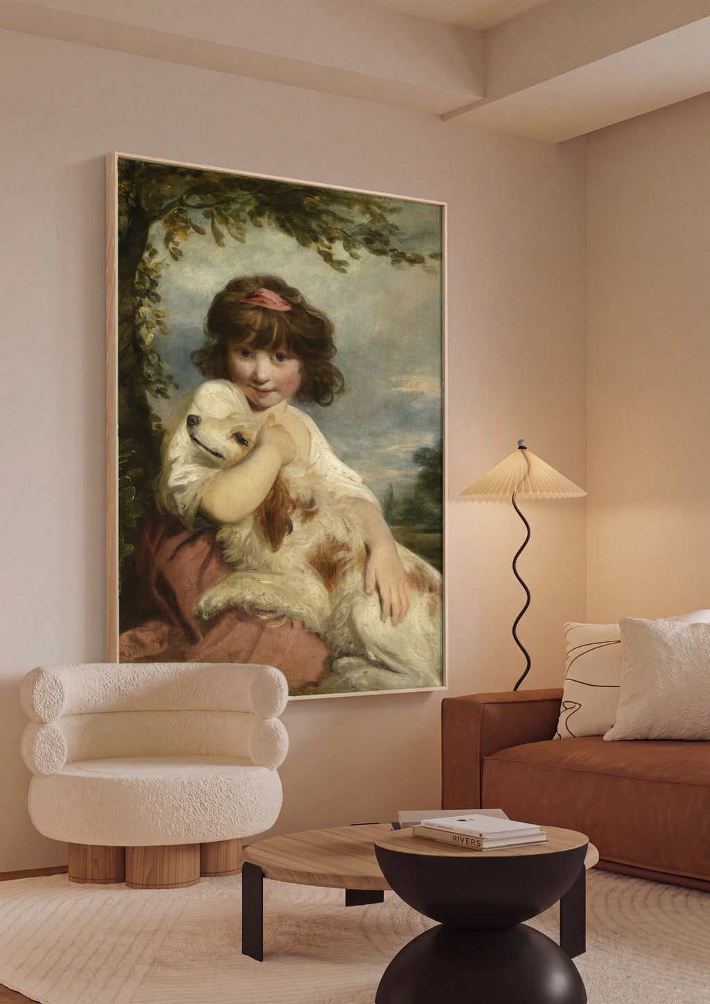 Quadro Decorativo A Menina com o Cão - Sir Joshua Reynolds em ambiente decorado