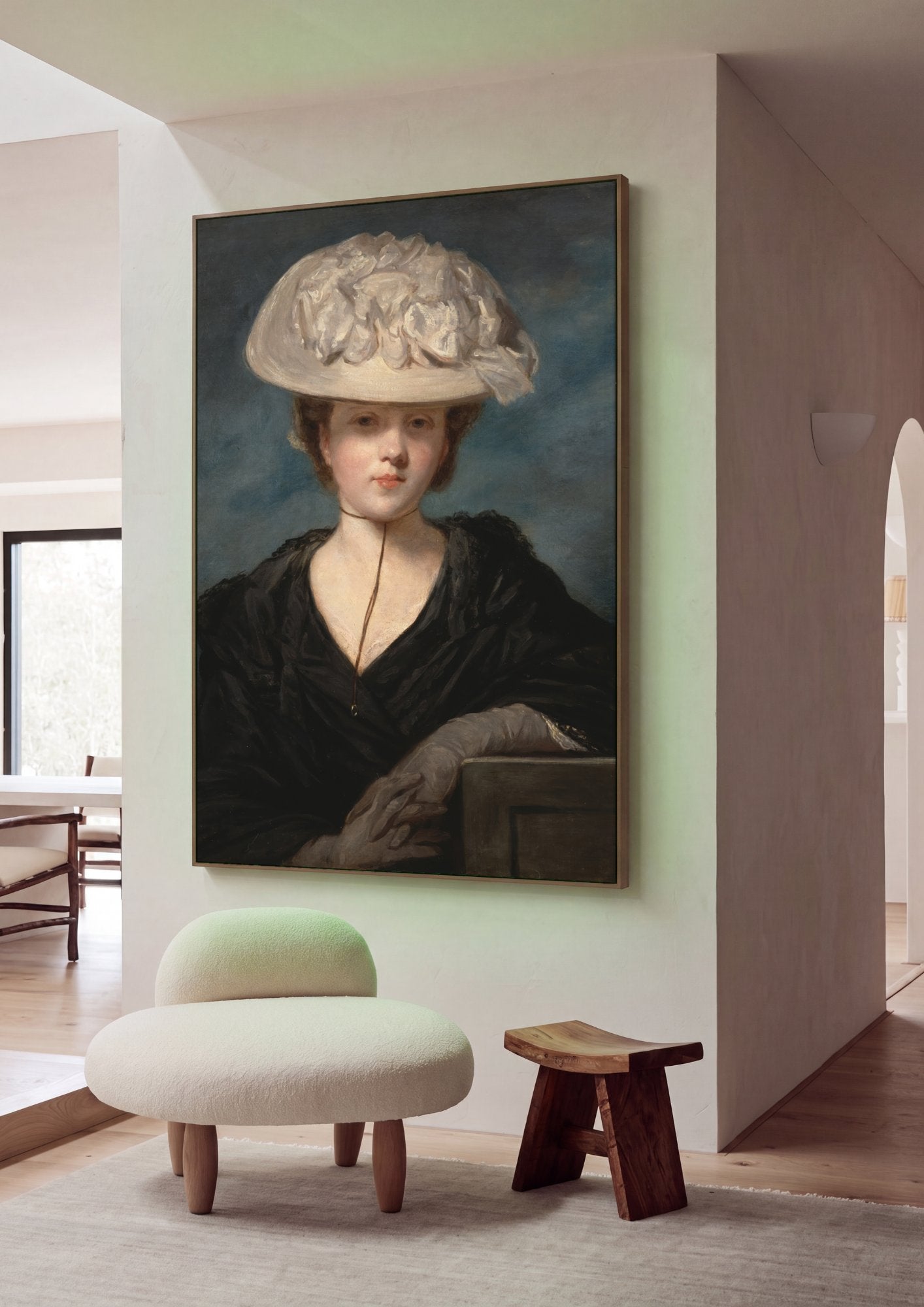 Quadro Decorativo Senhora com Chapéu - Sir Joshua Reynolds em ambiente decorado