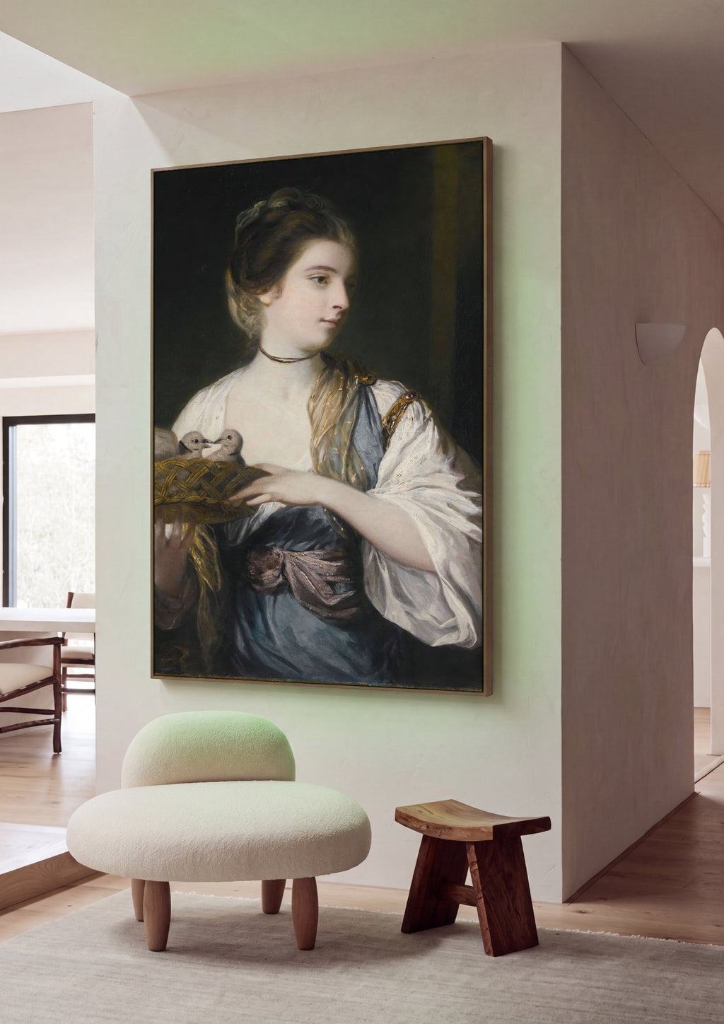 Quadro Decorativo A Dama com Pombos - Sir Joshua Reynolds em ambiente decorado