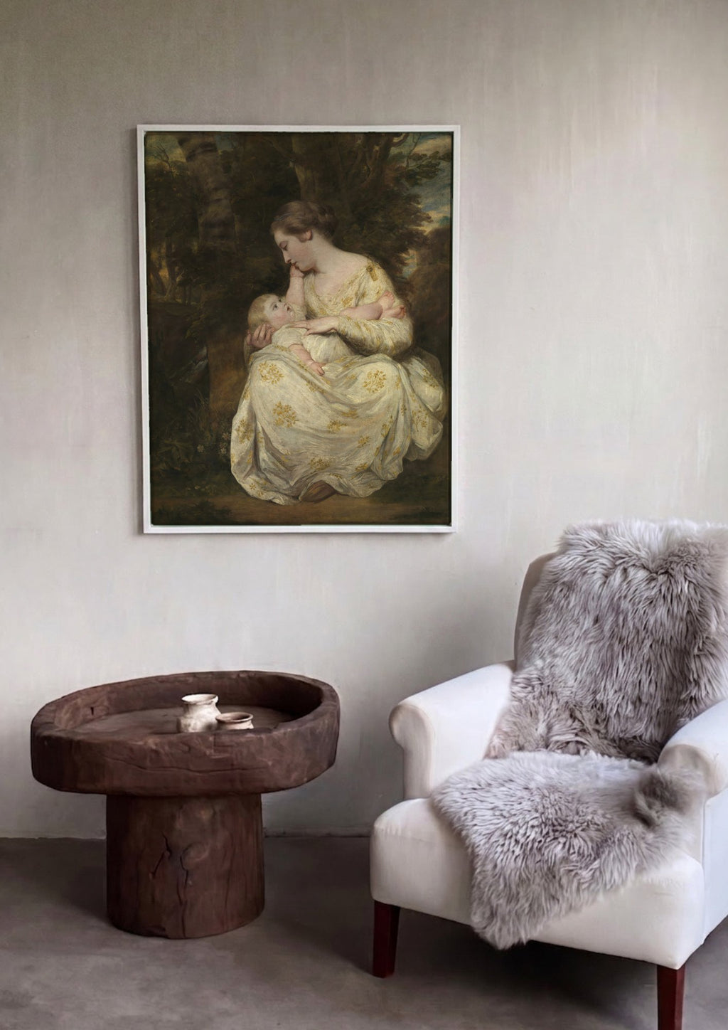 Quadro Decorativo Maternidade Serena - Sir Joshua Reynolds em ambiente decorado
