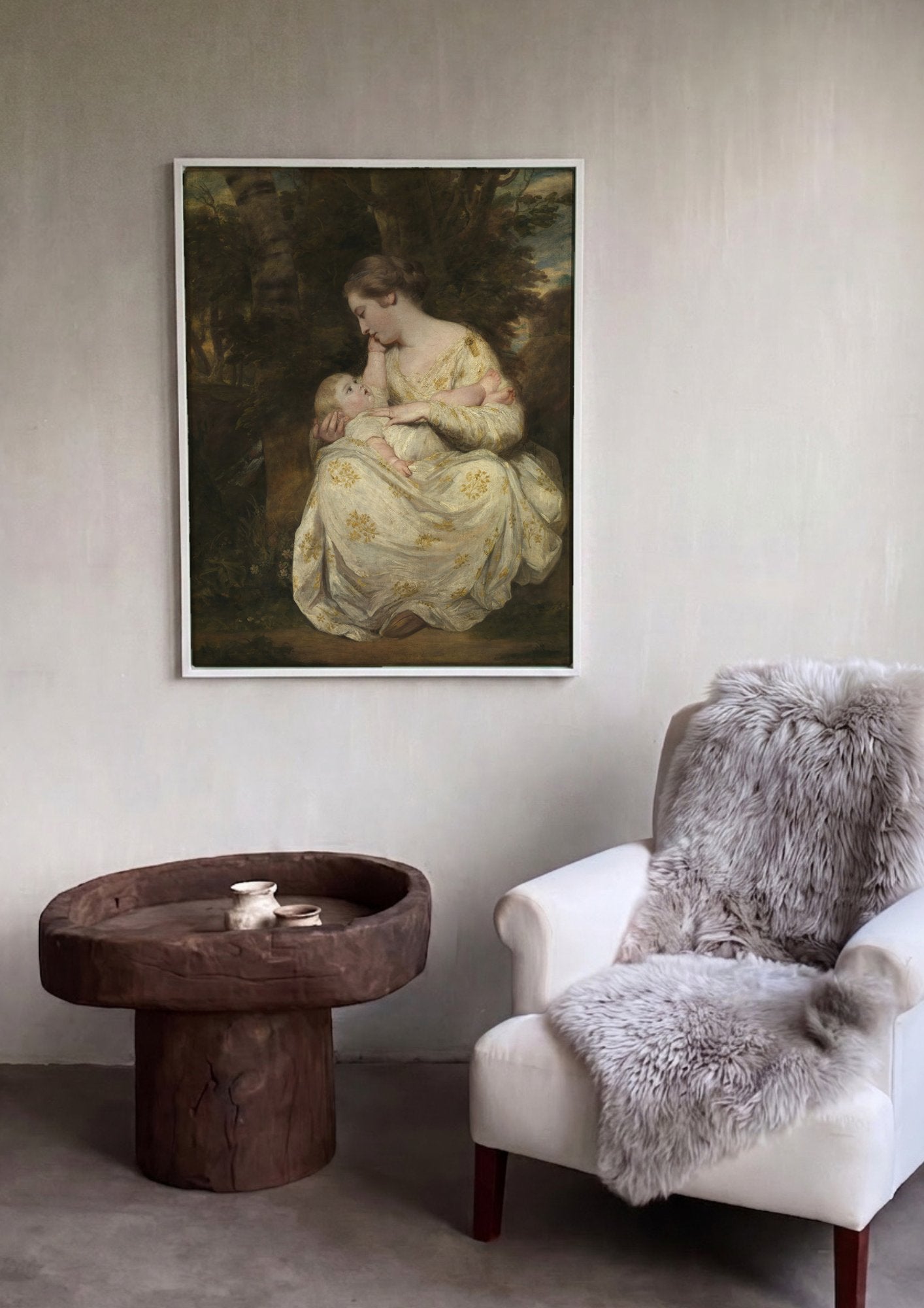 Quadro Decorativo Maternidade Serena - Sir Joshua Reynolds em ambiente decorado