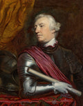 Retrato de um homem de meia-idade, com cabelos brancos e cacheados, vestindo armadura e um manto vermelho, segurando um pergaminho. O homem olha para o lado esquerdo da imagem, com uma expressão séria e pensativa. O fundo é escuro com um tecido dourado no canto superior esquerdo. Atribuído a Joshua Reynolds.