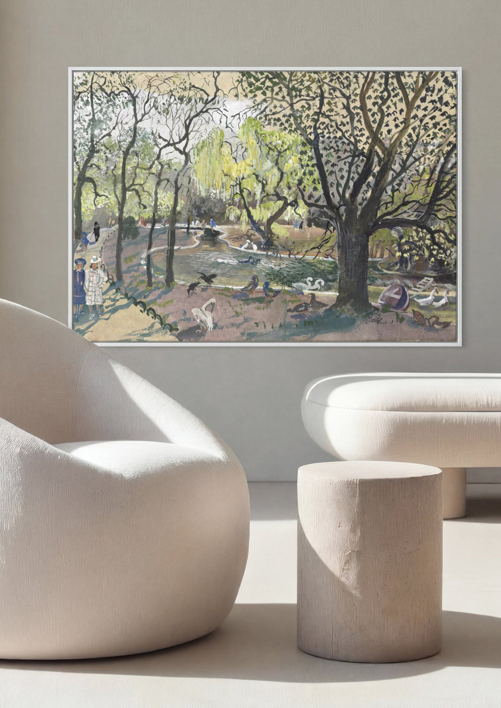 Quadro Decorativo Parque com Cisnes - Oskar Laske em ambiente decorado