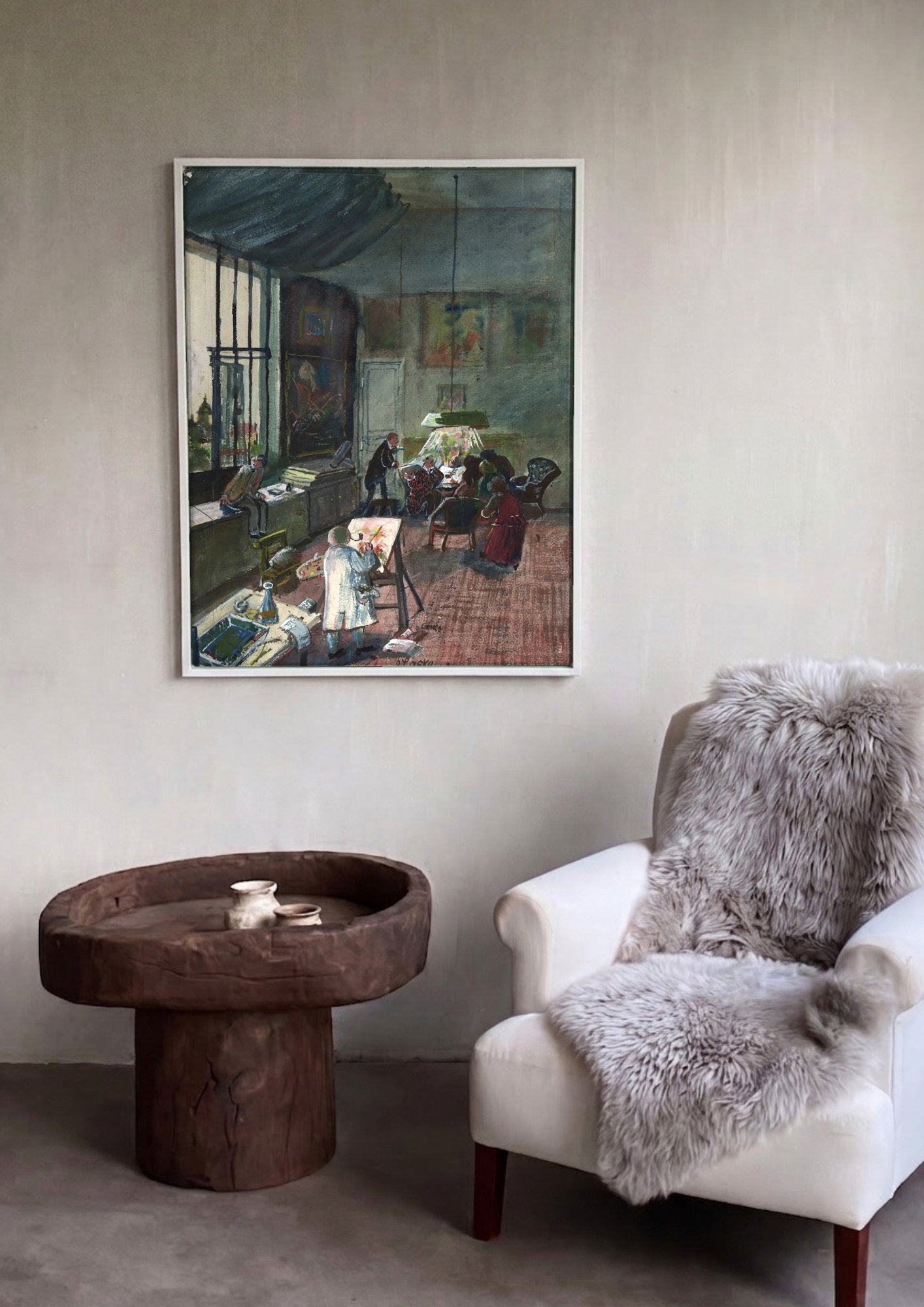 Quadro Decorativo 'Atelier do Pintor' - Oskar Laske em ambiente decorado