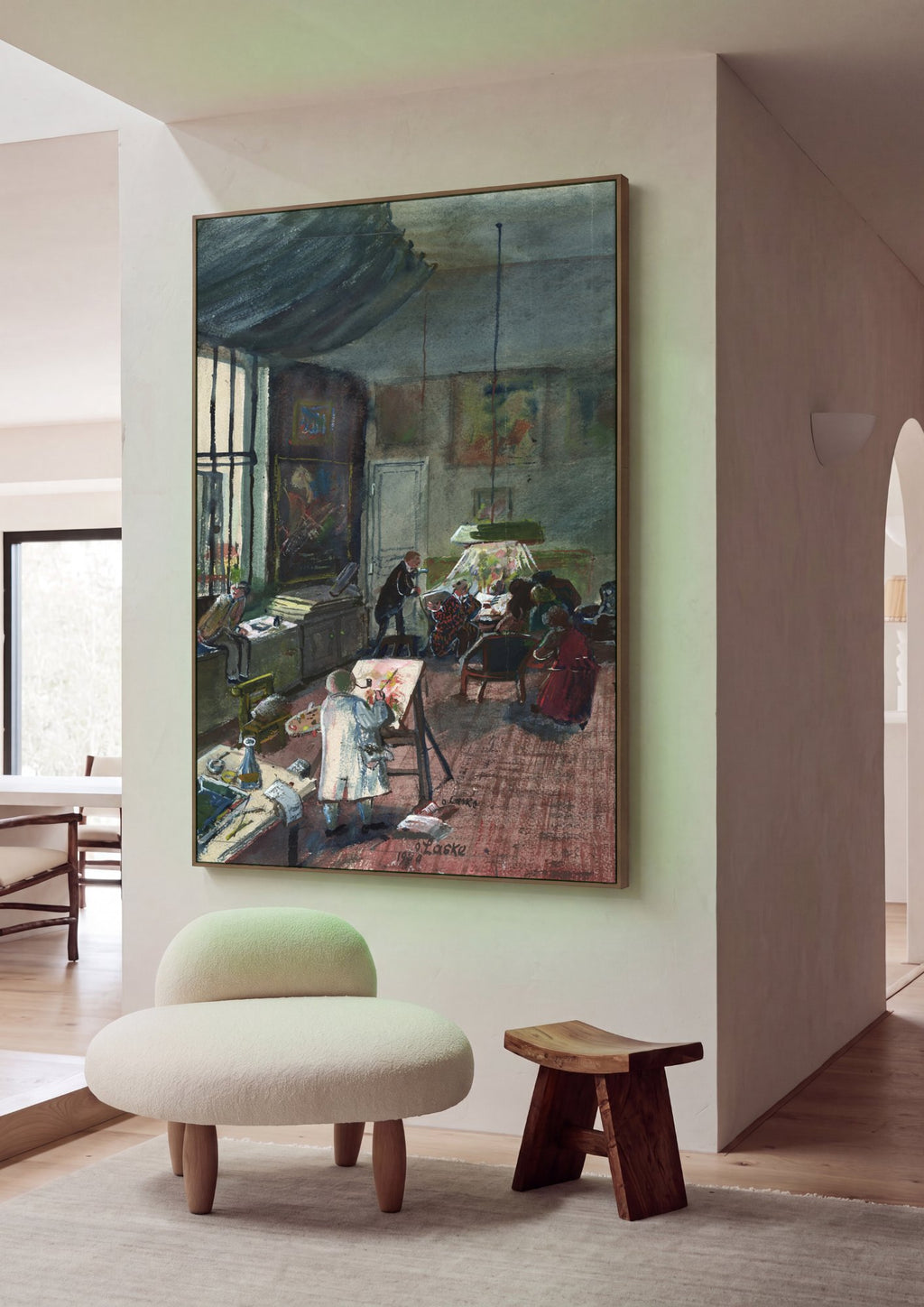Quadro Decorativo 'Atelier do Pintor' - Oskar Laske em ambiente decorado