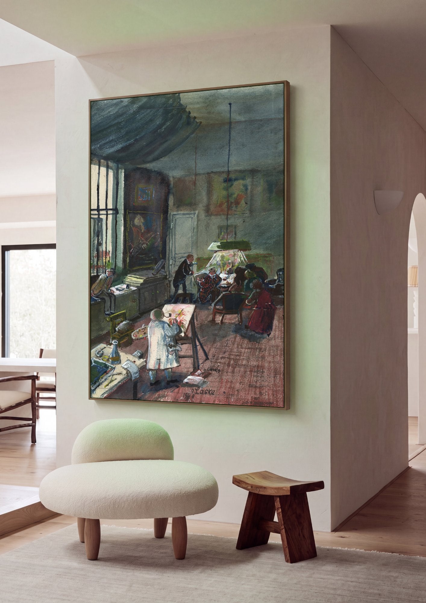Quadro Decorativo 'Atelier do Pintor' - Oskar Laske em ambiente decorado