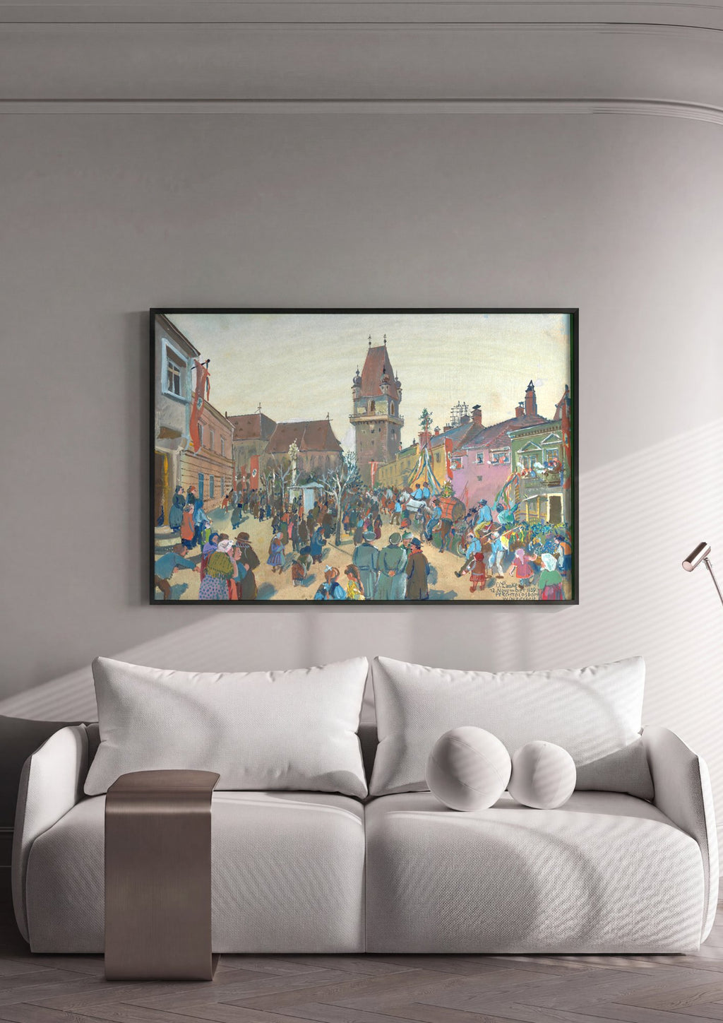 Quadro Decorativo Festival de Vinho - Oskar Laske em ambiente decorado