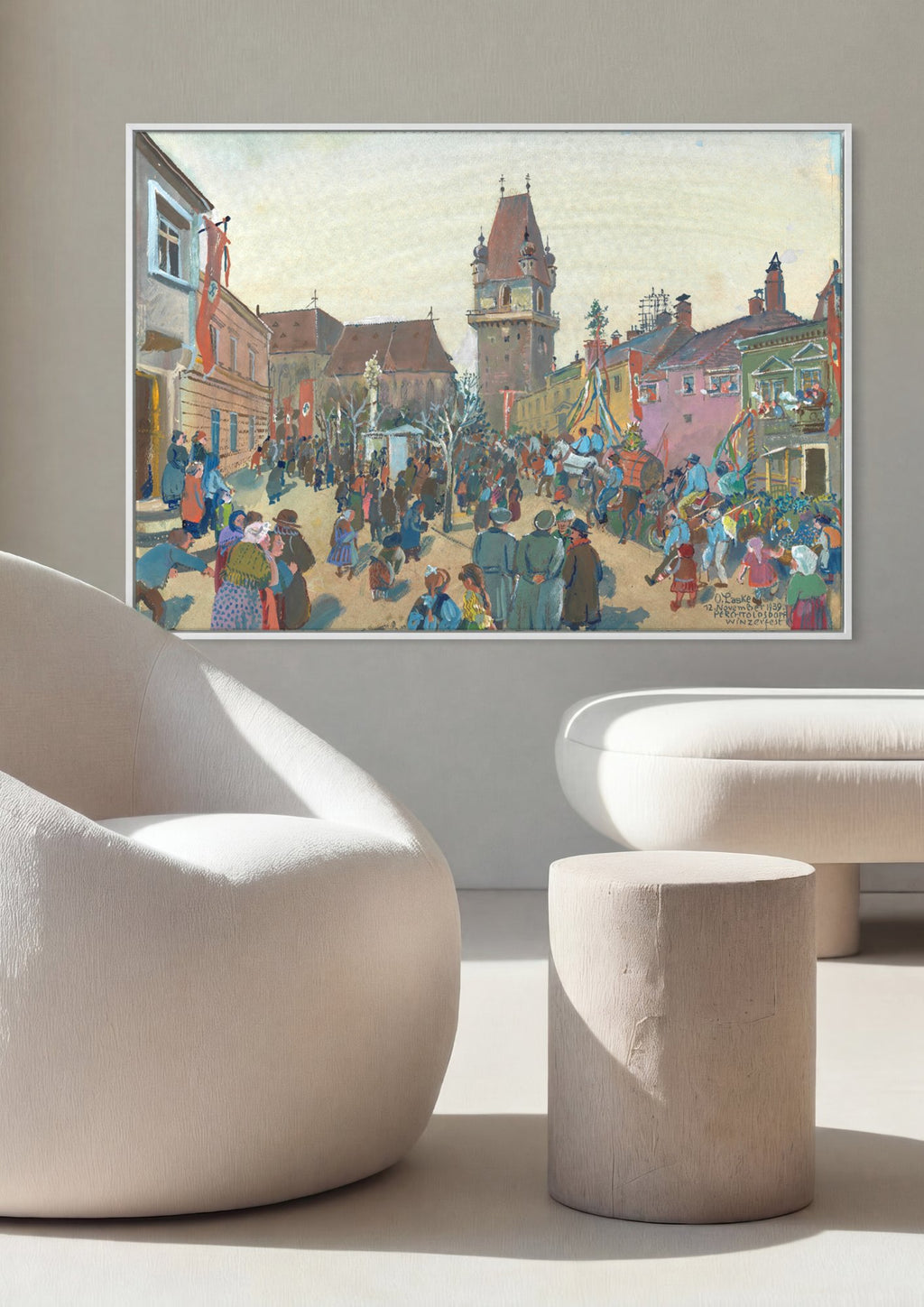 Quadro Decorativo Festival de Vinho - Oskar Laske em ambiente decorado