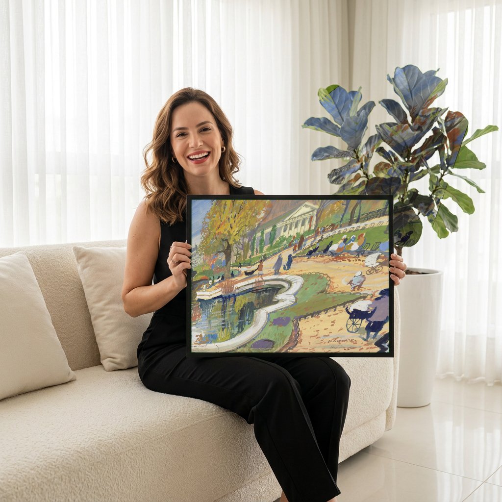 Quadro Decorativo Jardins de Outono - Oskar Laske com modelo em ambiente