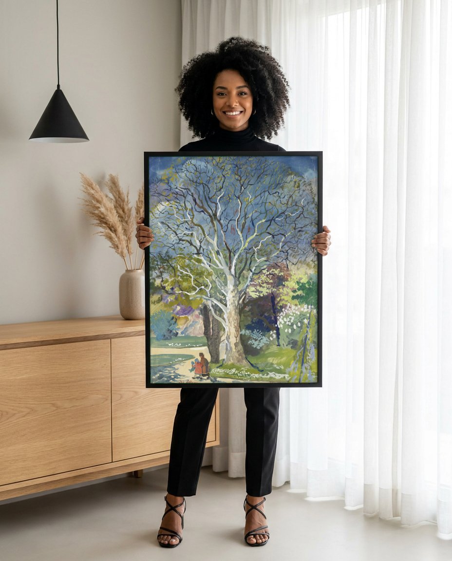 Quadro Decorativo A Planta – Oskar Laske com modelo em ambiente