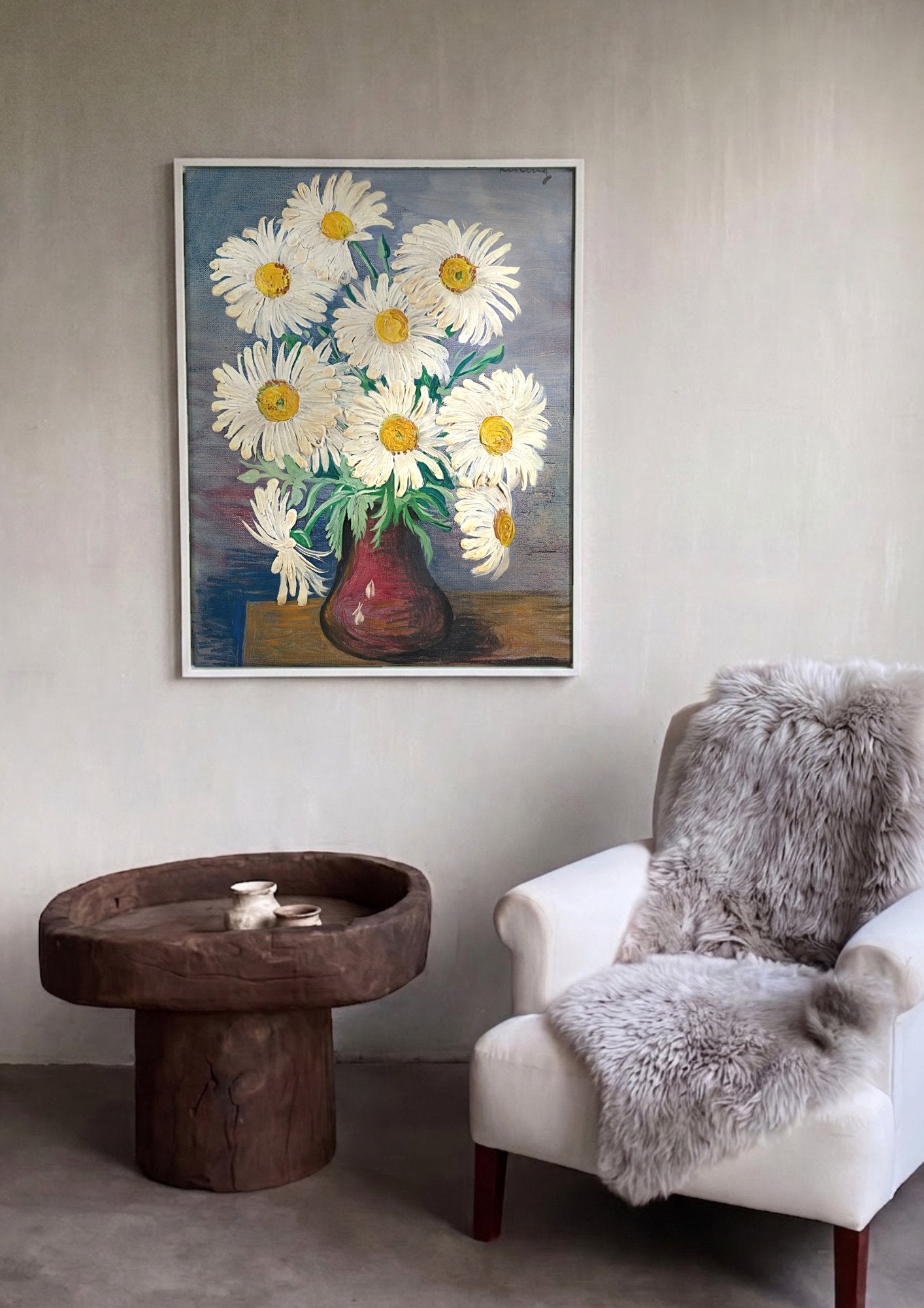 Quadro Decorativo Margaridas - Moïse Kisling em ambiente decorado
