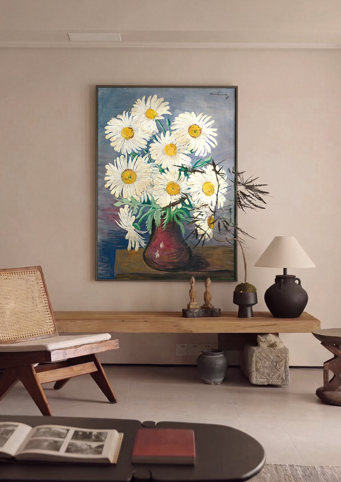 Quadro Decorativo Margaridas - Moïse Kisling em ambiente decorado