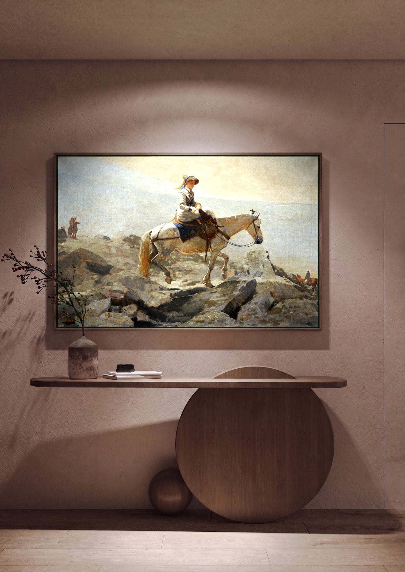 Quadro Decorativo A Dama a Cavalo - Winslow Homer em ambiente decorado