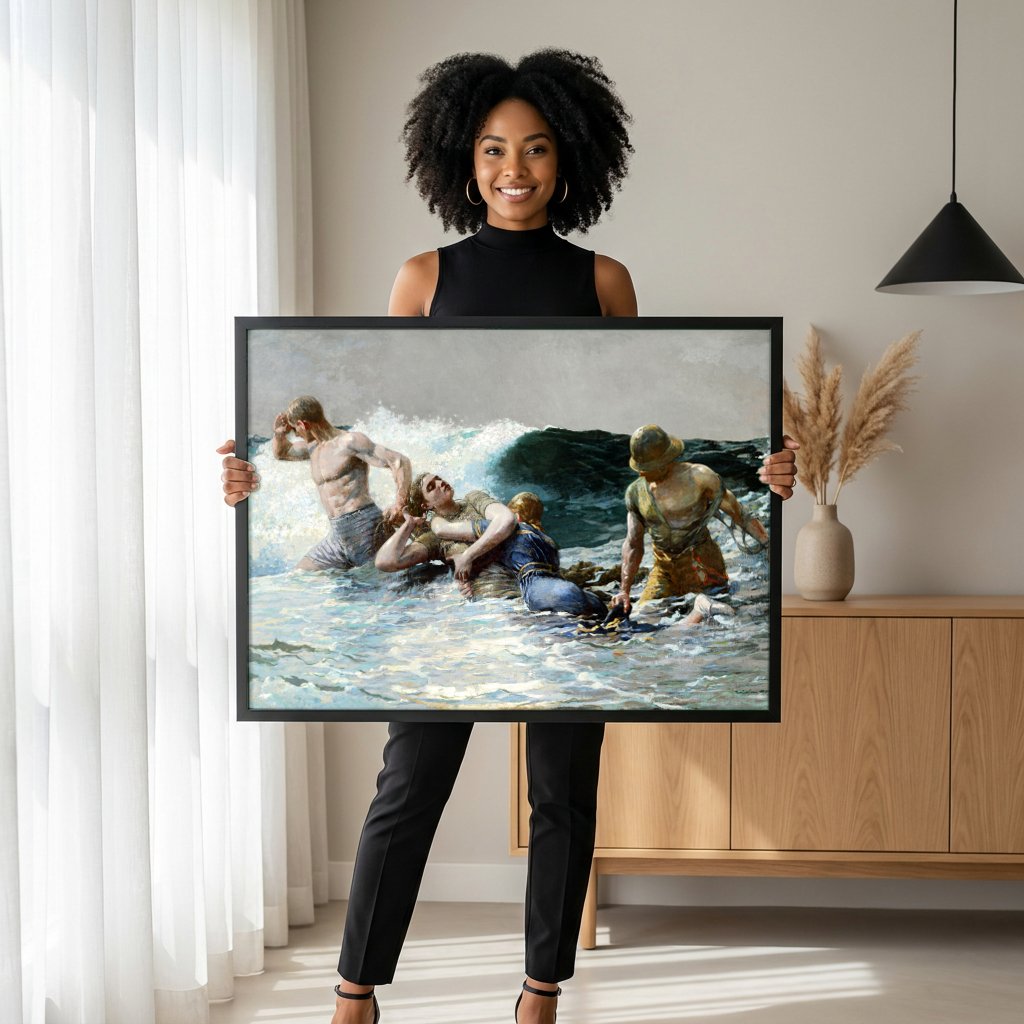 Quadro Decorativo A Vida Selvagem - Winslow Homer com modelo em ambiente