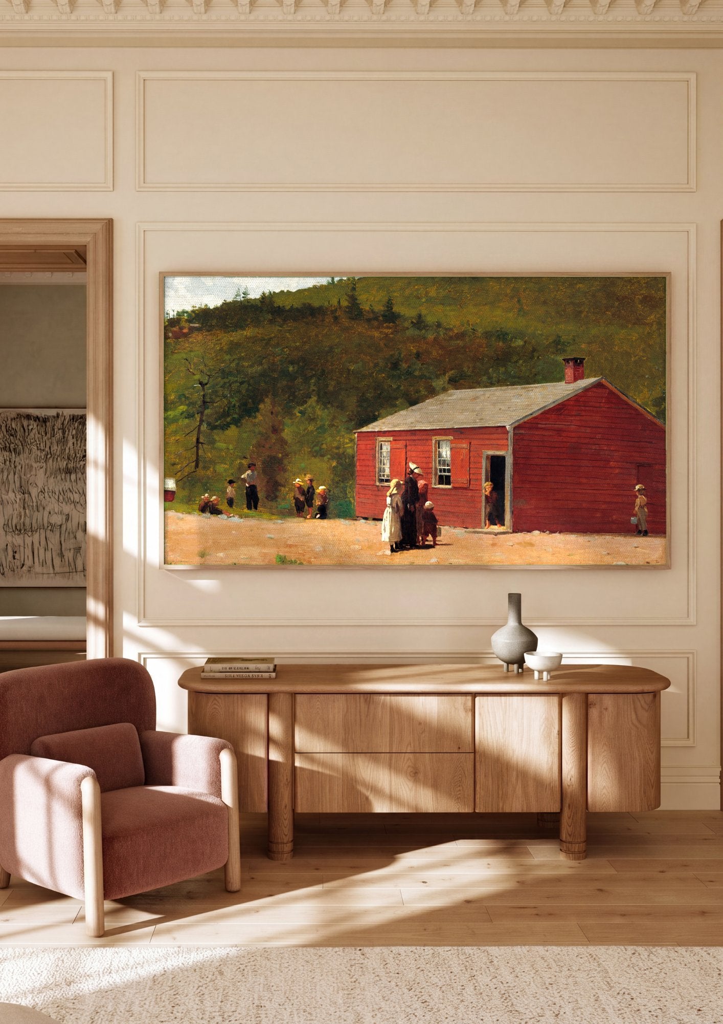 Quadro Decorativo A Escola Antiga - Winslow Homer em ambiente decorado