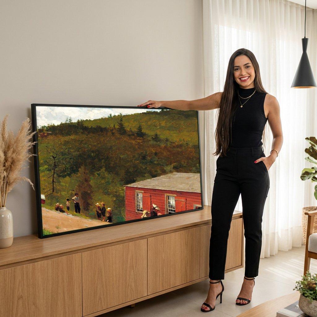 Quadro Decorativo A Escola Antiga - Winslow Homer com modelo em ambiente