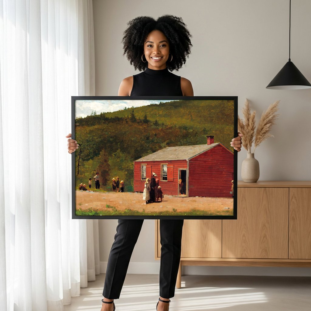 Quadro Decorativo A Escola Antiga - Winslow Homer com modelo em ambiente