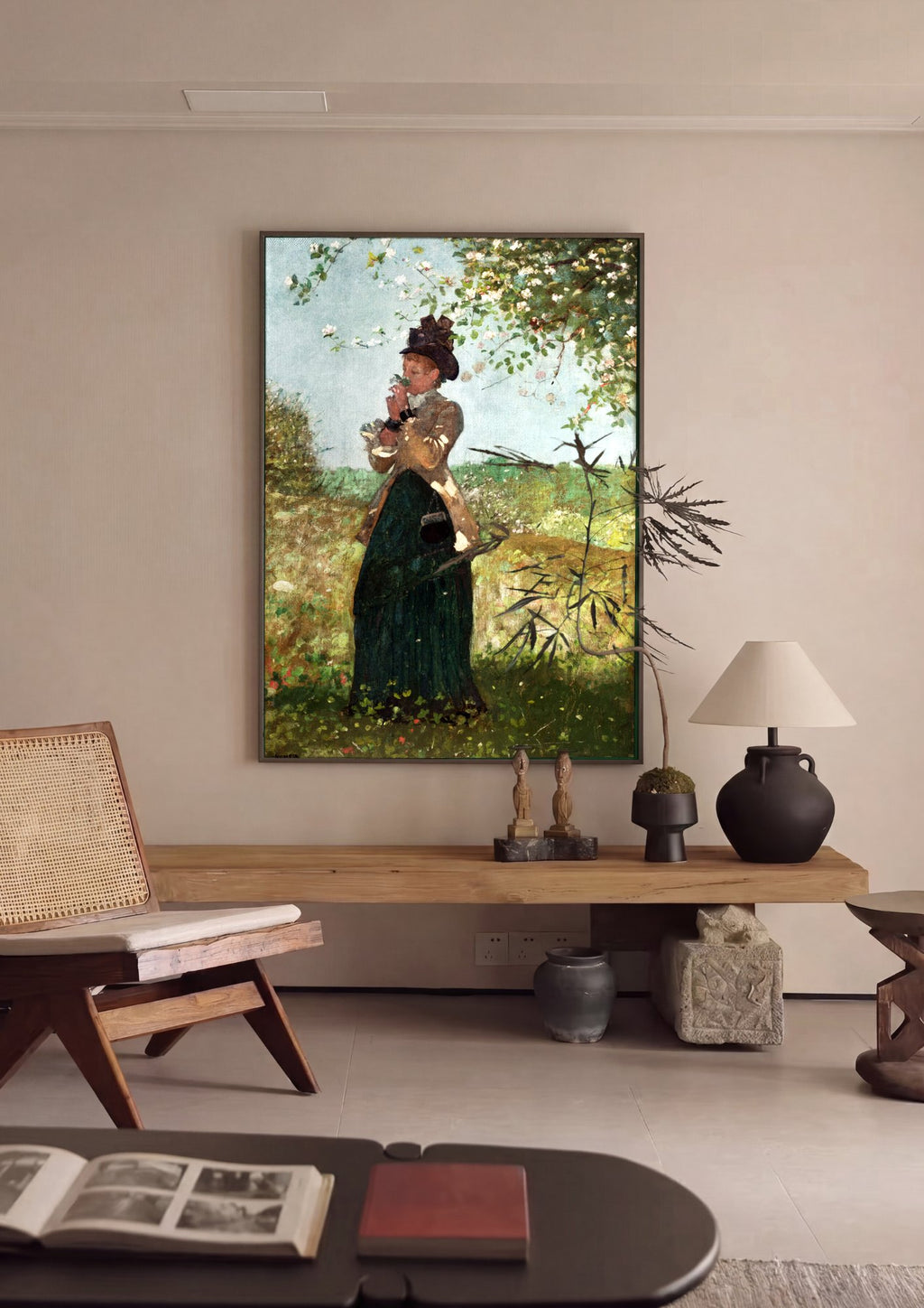 Quadro Decorativo A Dama do Pomar - Winslow Homer em ambiente decorado