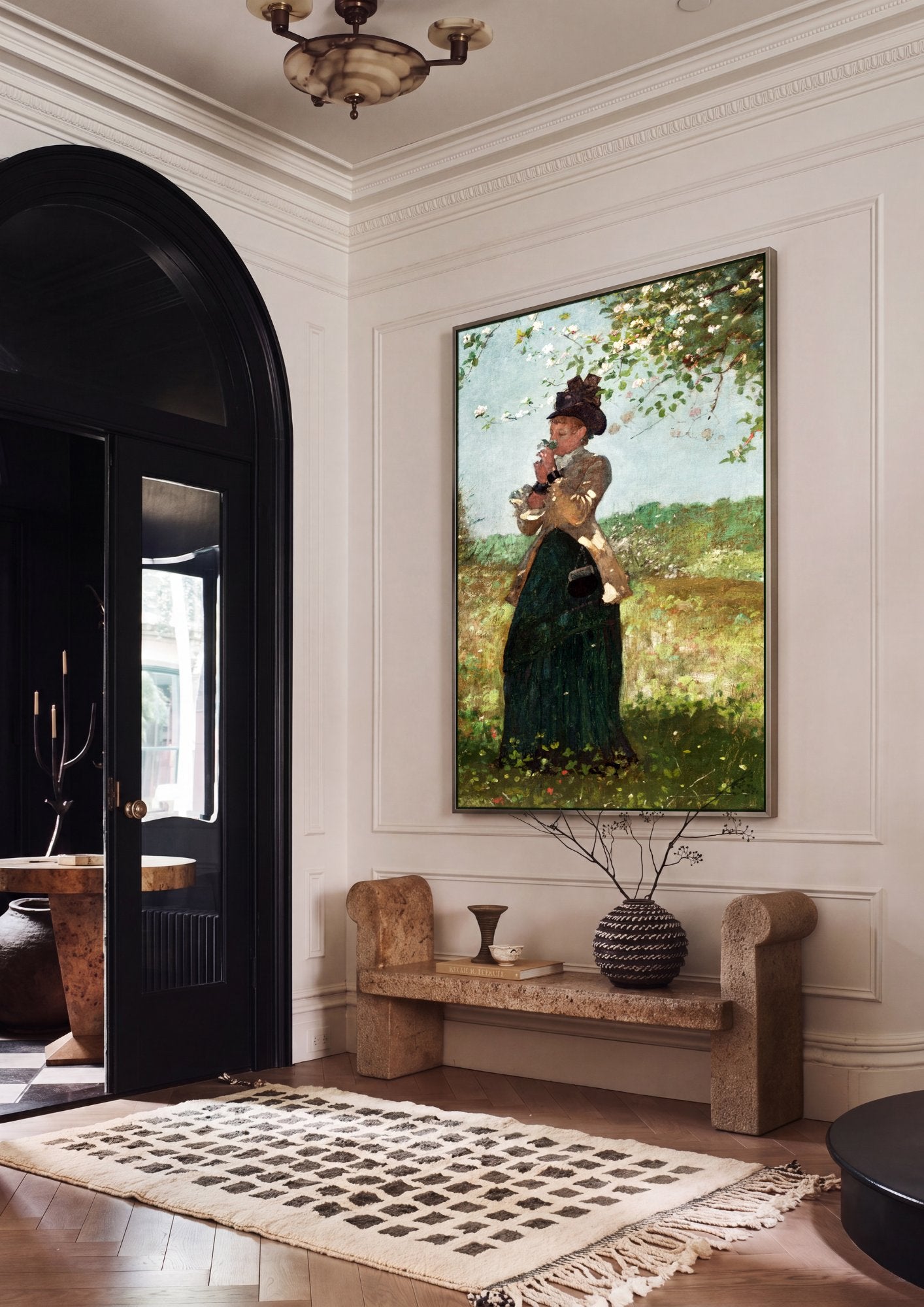 Quadro Decorativo A Dama do Pomar - Winslow Homer em ambiente decorado