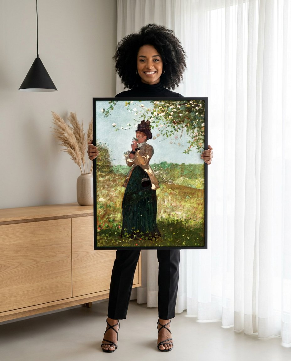 Quadro Decorativo A Dama do Pomar - Winslow Homer com modelo em ambiente