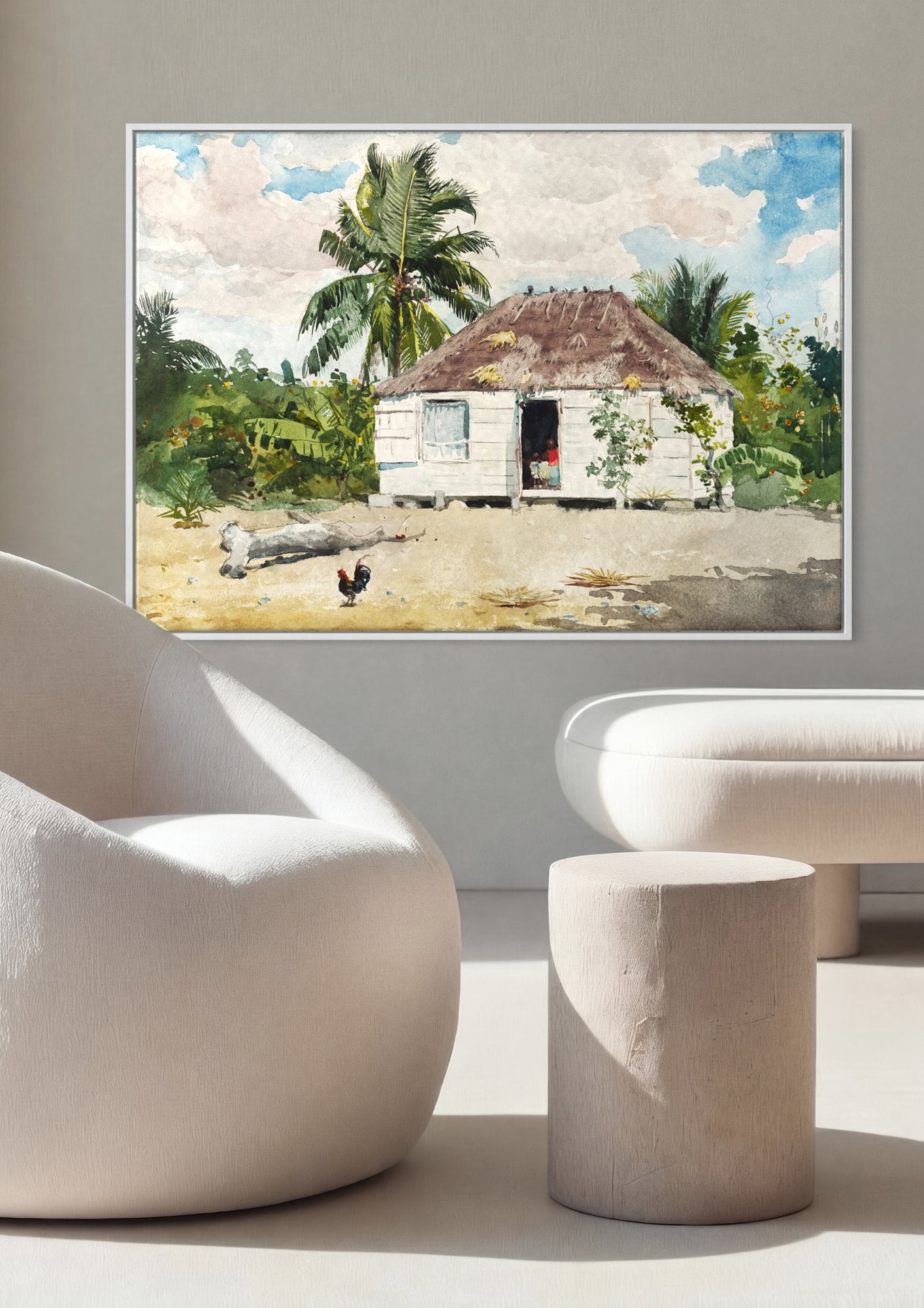 Quadro Decorativo Cabaña Tropical - Winslow Homer em ambiente decorado