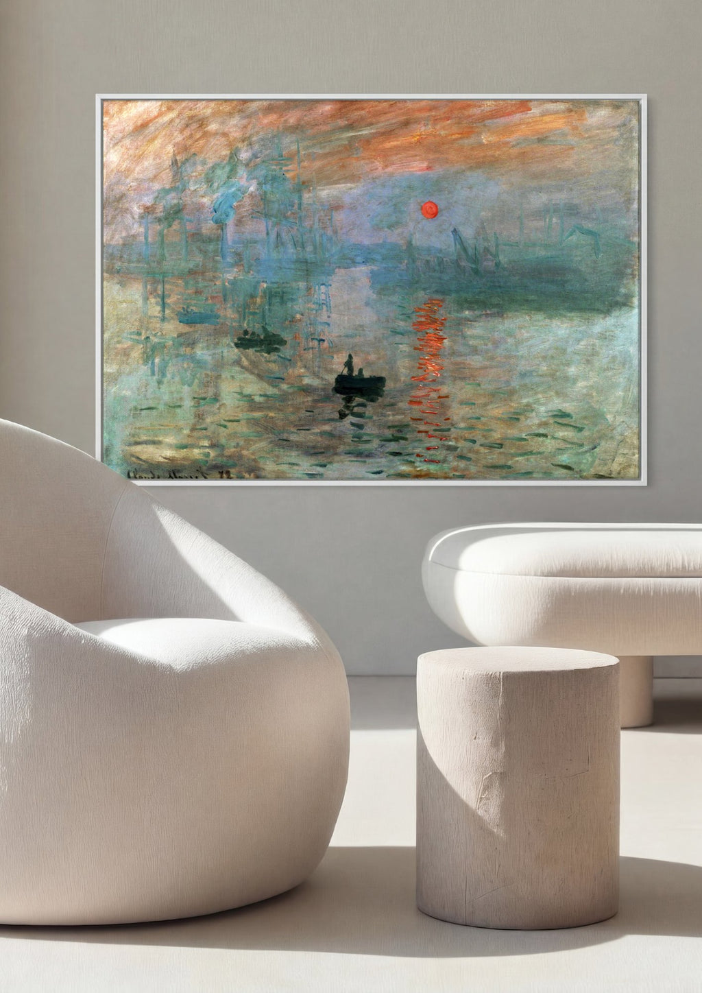 Quadro Decorativo Impressão, Nascer do Sol - Claude Monet em ambiente decorado