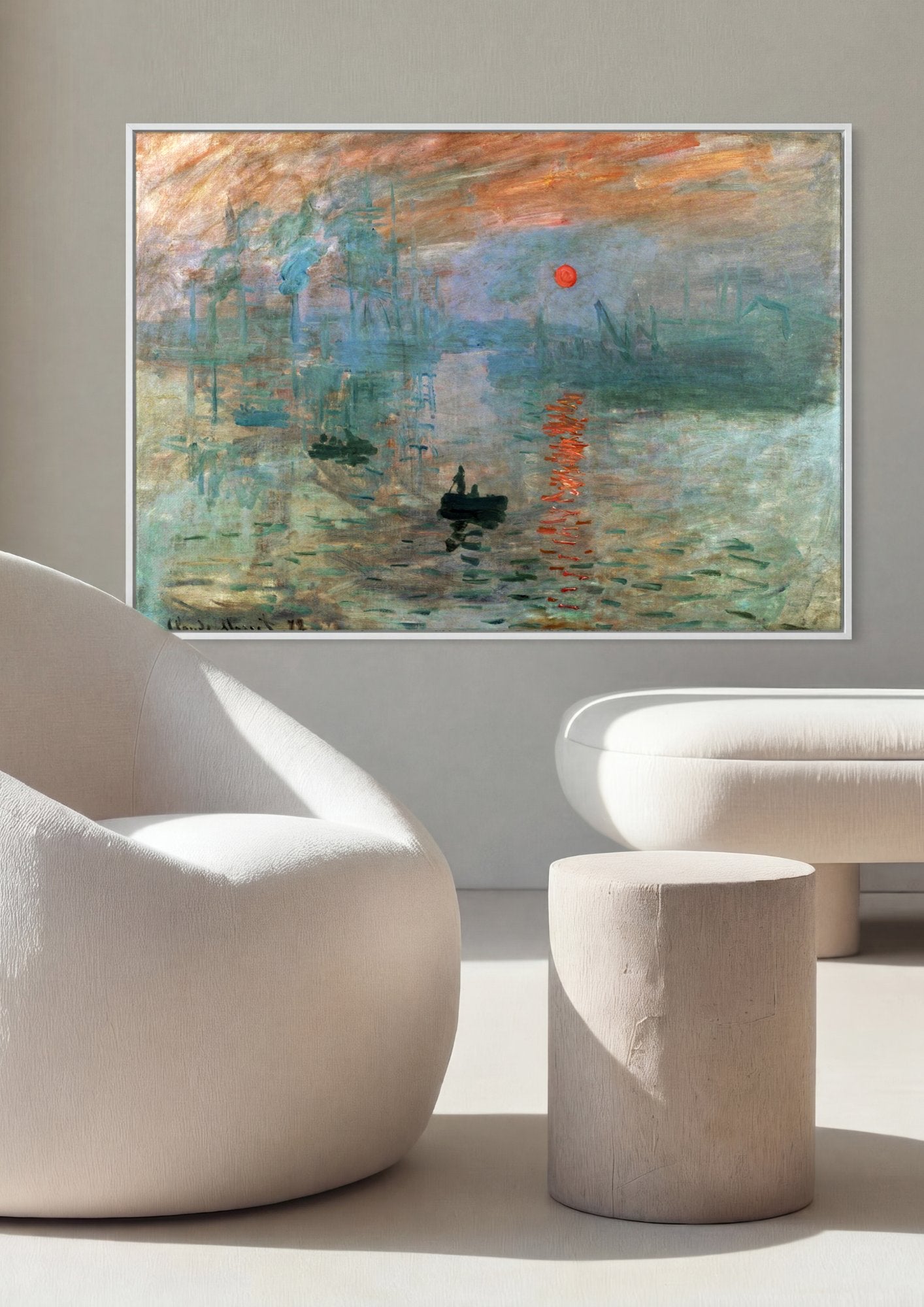Quadro Decorativo Impressão, Nascer do Sol - Claude Monet em ambiente decorado
