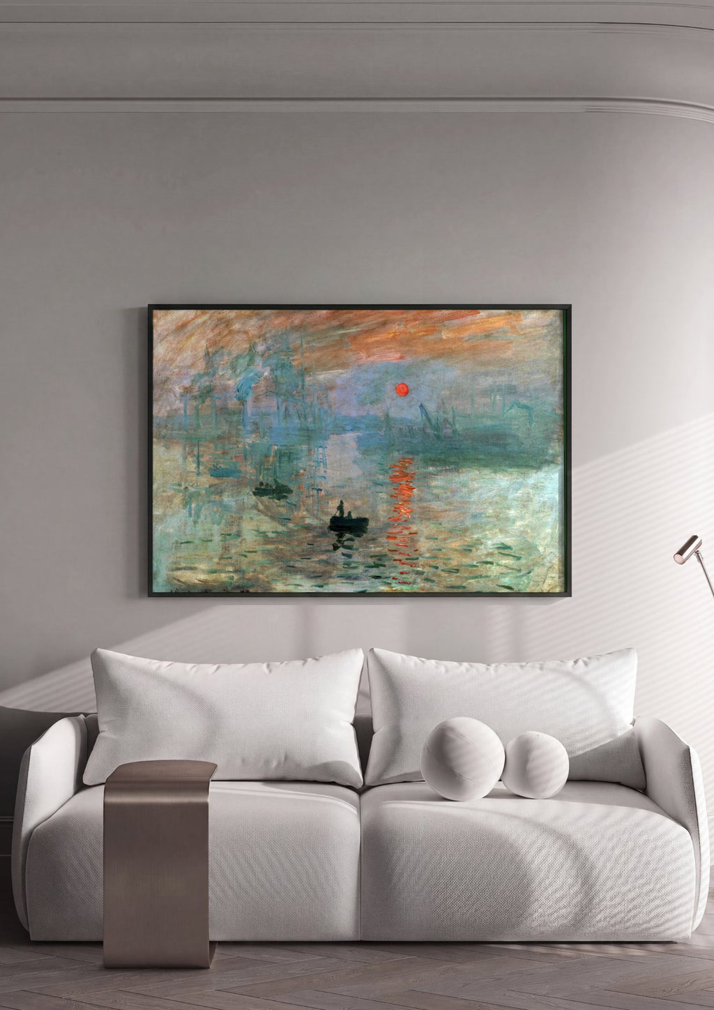Quadro Decorativo Impressão, Nascer do Sol - Claude Monet em ambiente decorado