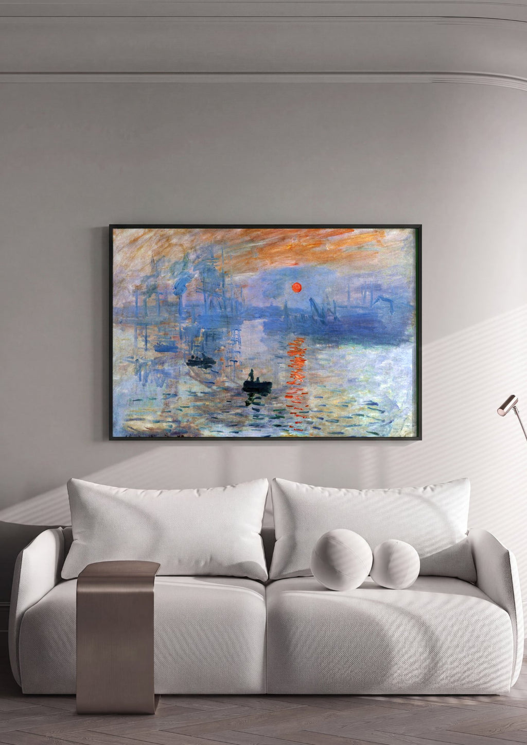 Quadro Decorativo Impressão, Nascer do Sol - Claude Monet em ambiente decorado