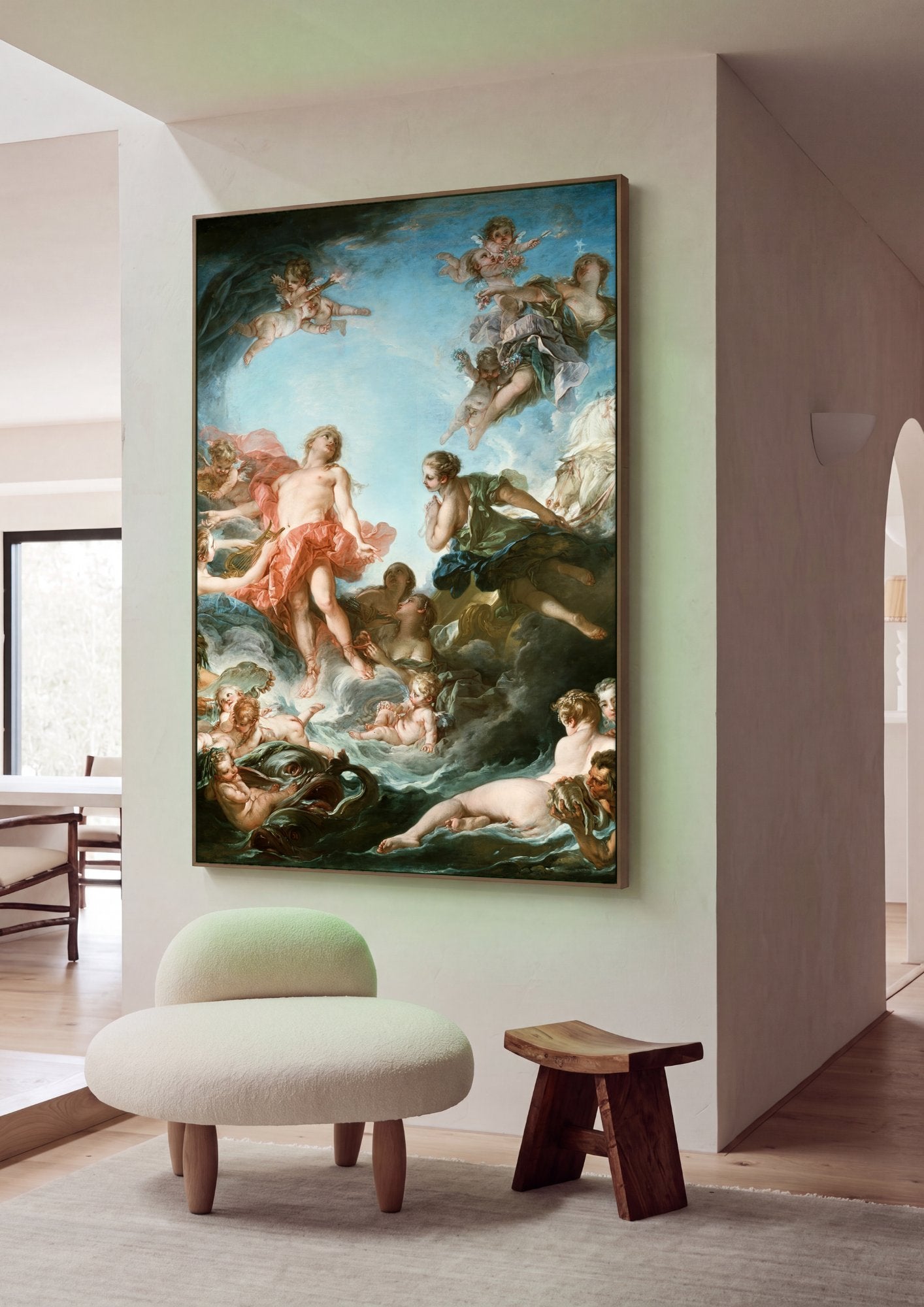 Quadro Decorativo O Nascer e o Pôr do Sol - François Boucher em ambiente decorado