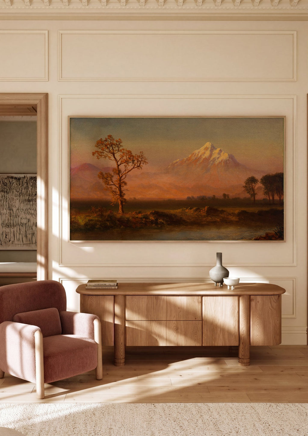 Quadro Decorativo Montanha ao Pôr do Sol - Albert Bierstadt em ambiente decorado