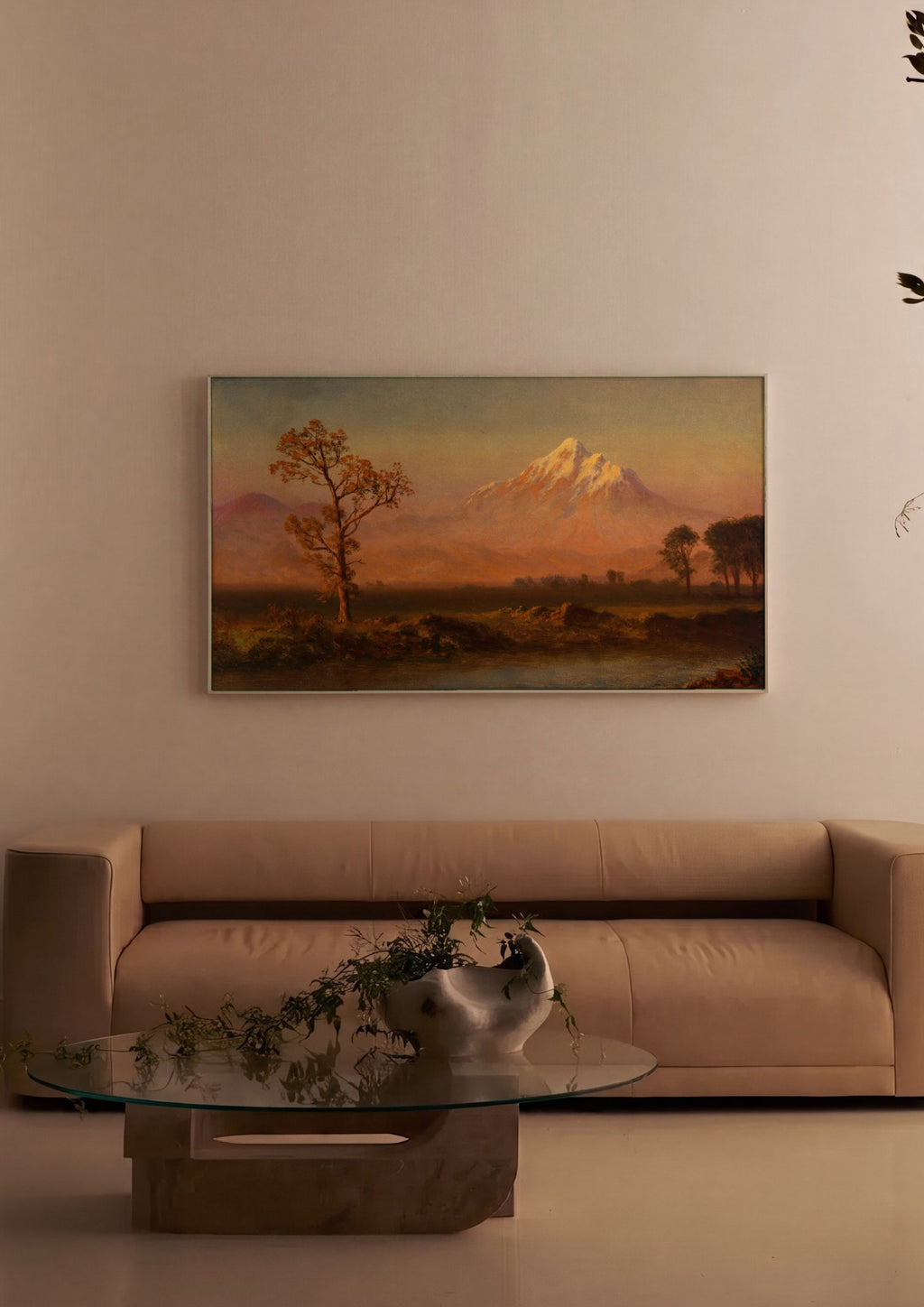 Quadro Decorativo Montanha ao Pôr do Sol - Albert Bierstadt em ambiente decorado