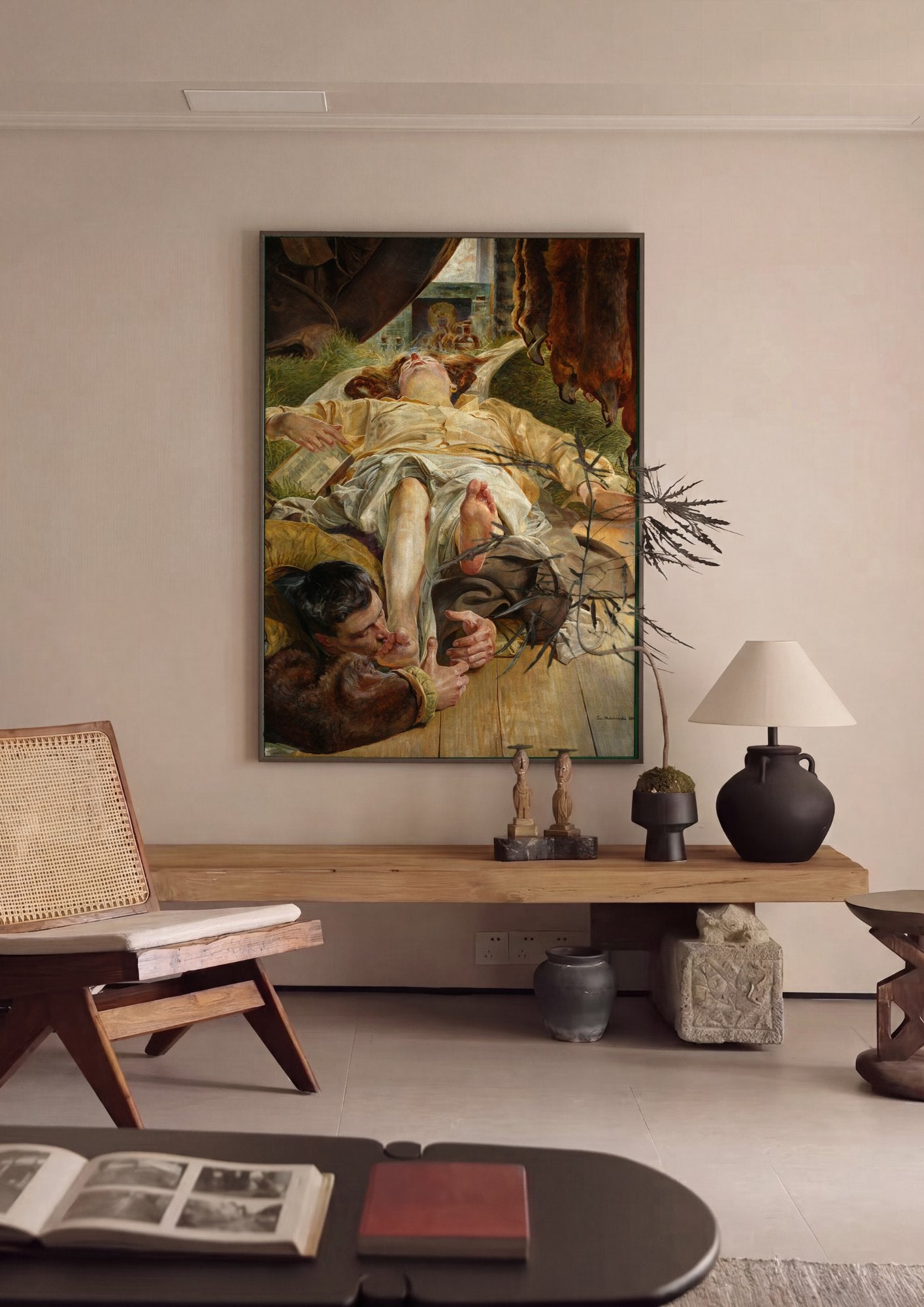 Quadro Decorativo A Medusa (ou The Poisoned Fountain) - Jacek Malczewski em ambiente decorado