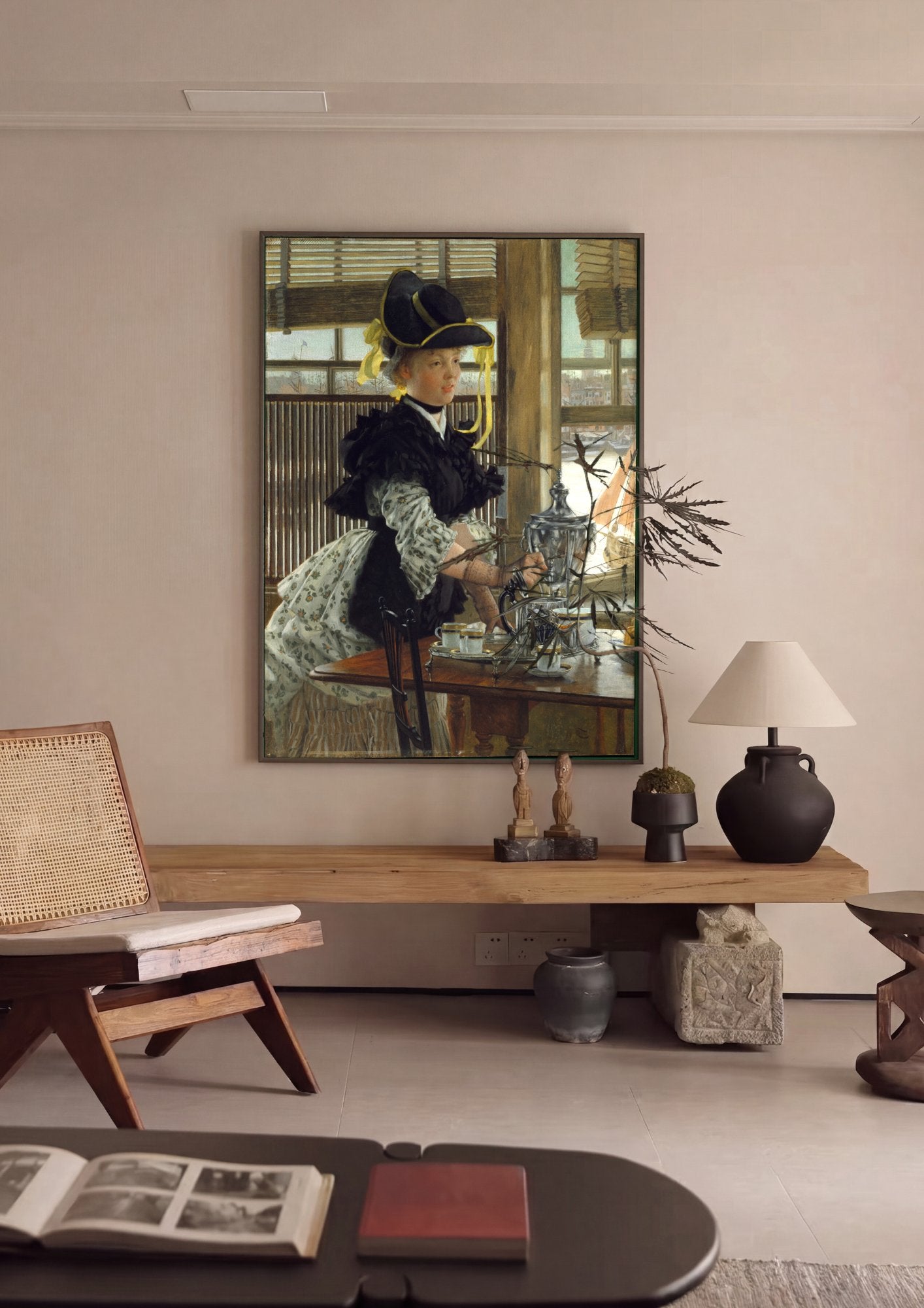 Quadro Decorativo A Dama do Chá - Tissot em ambiente decorado