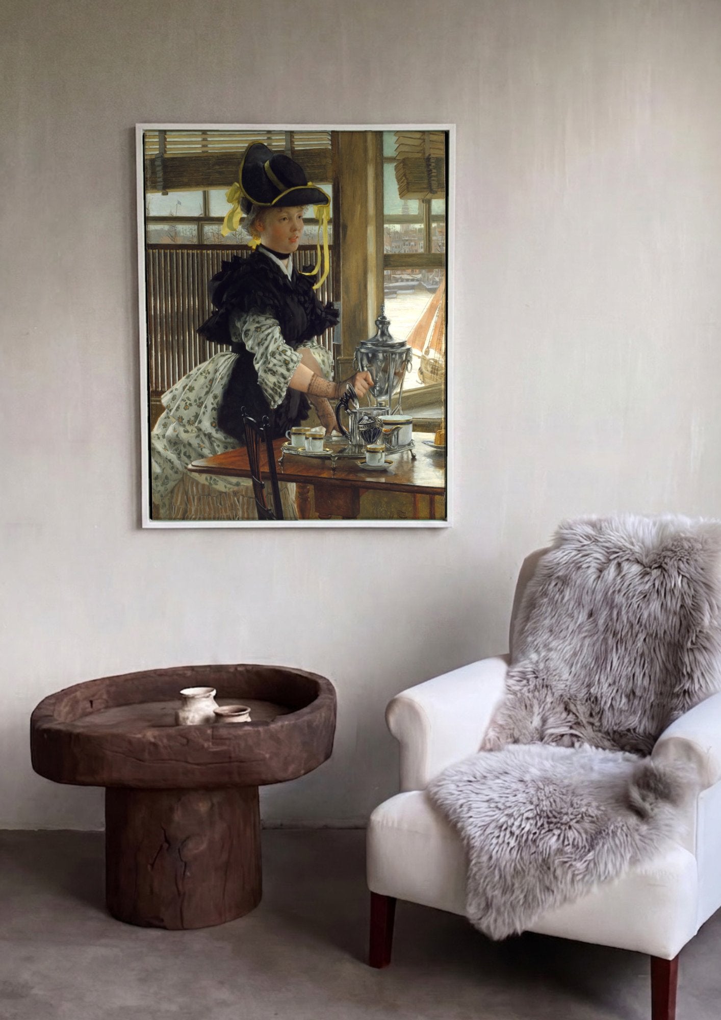 Quadro Decorativo A Dama do Chá - Tissot em ambiente decorado