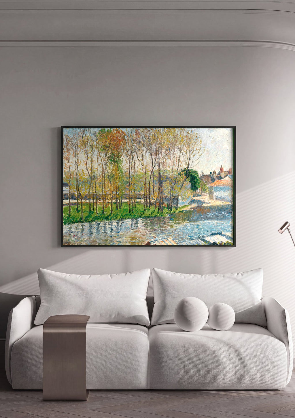 Quadro Decorativo Paisagem Outonal - Pissarro em ambiente decorado