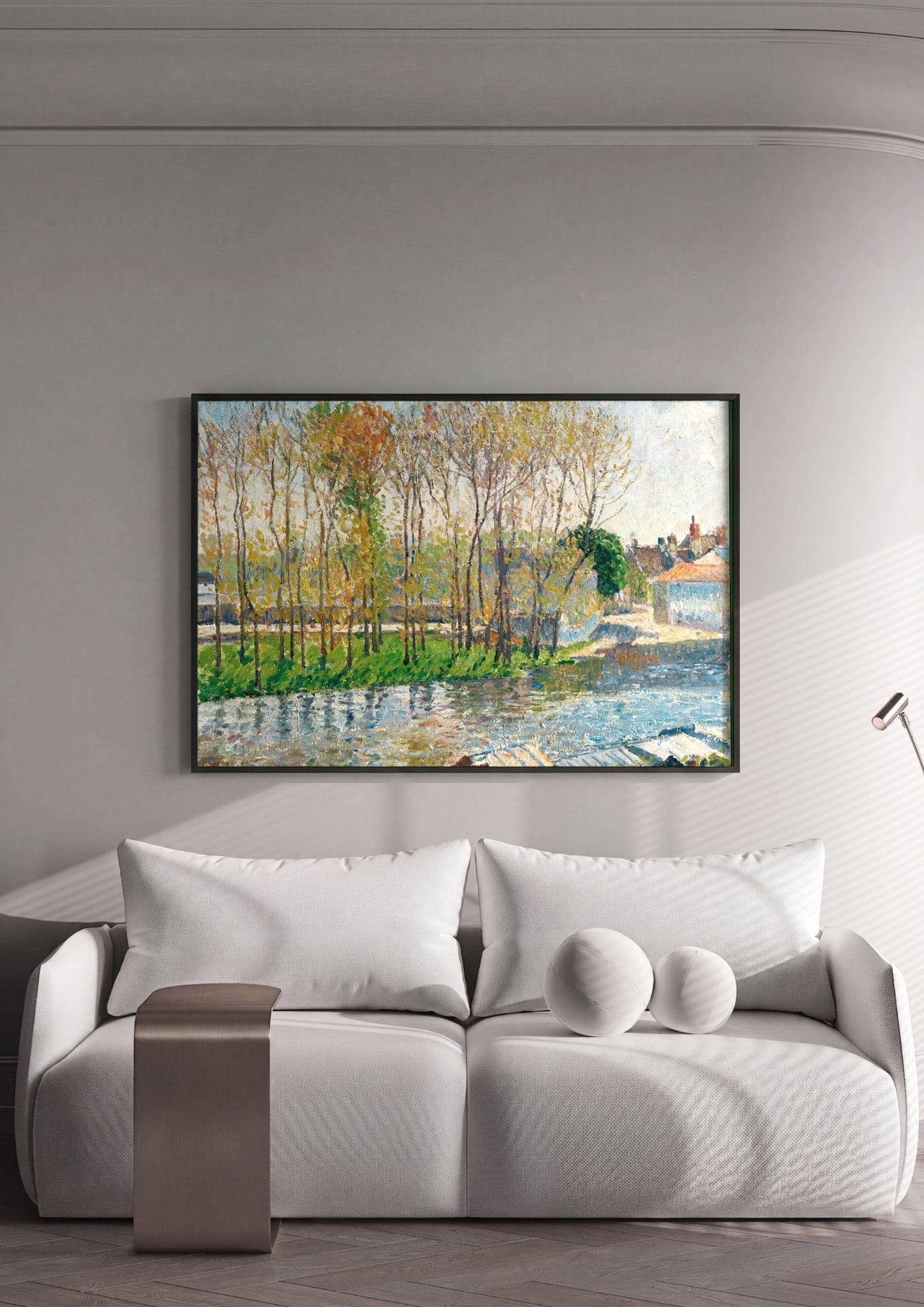 Quadro Decorativo Paisagem Outonal - Pissarro em ambiente decorado