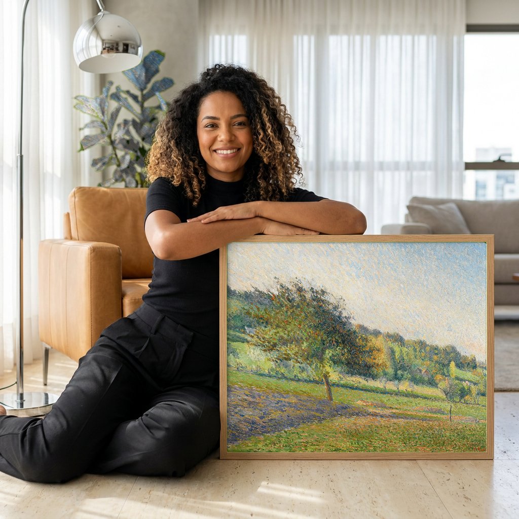 Quadro Decorativo Campo Ensolarado - Pissarro com modelo em ambiente