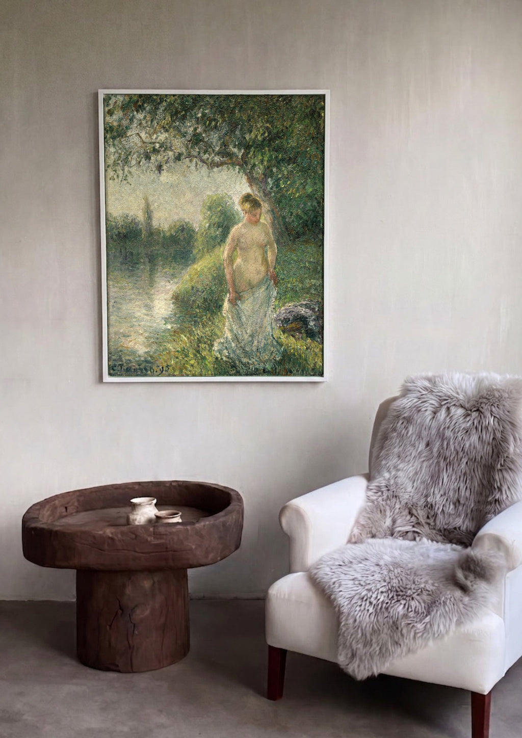 Quadro Decorativo Nudez e Natureza - Pissarro em ambiente decorado