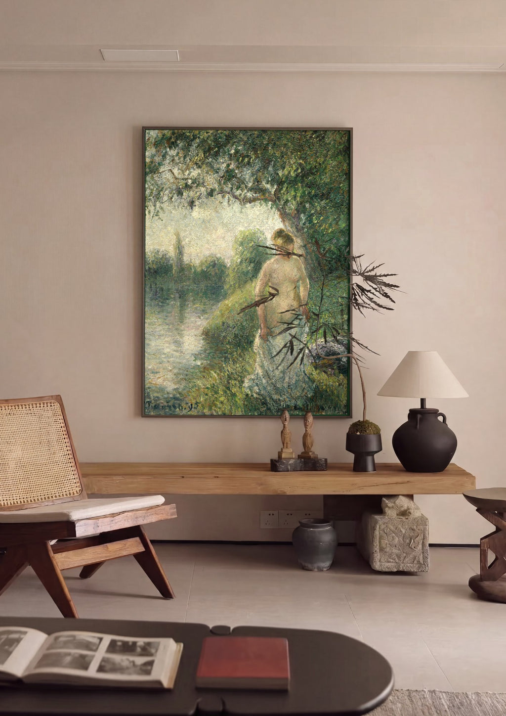 Quadro Decorativo Nudez e Natureza - Pissarro em ambiente decorado