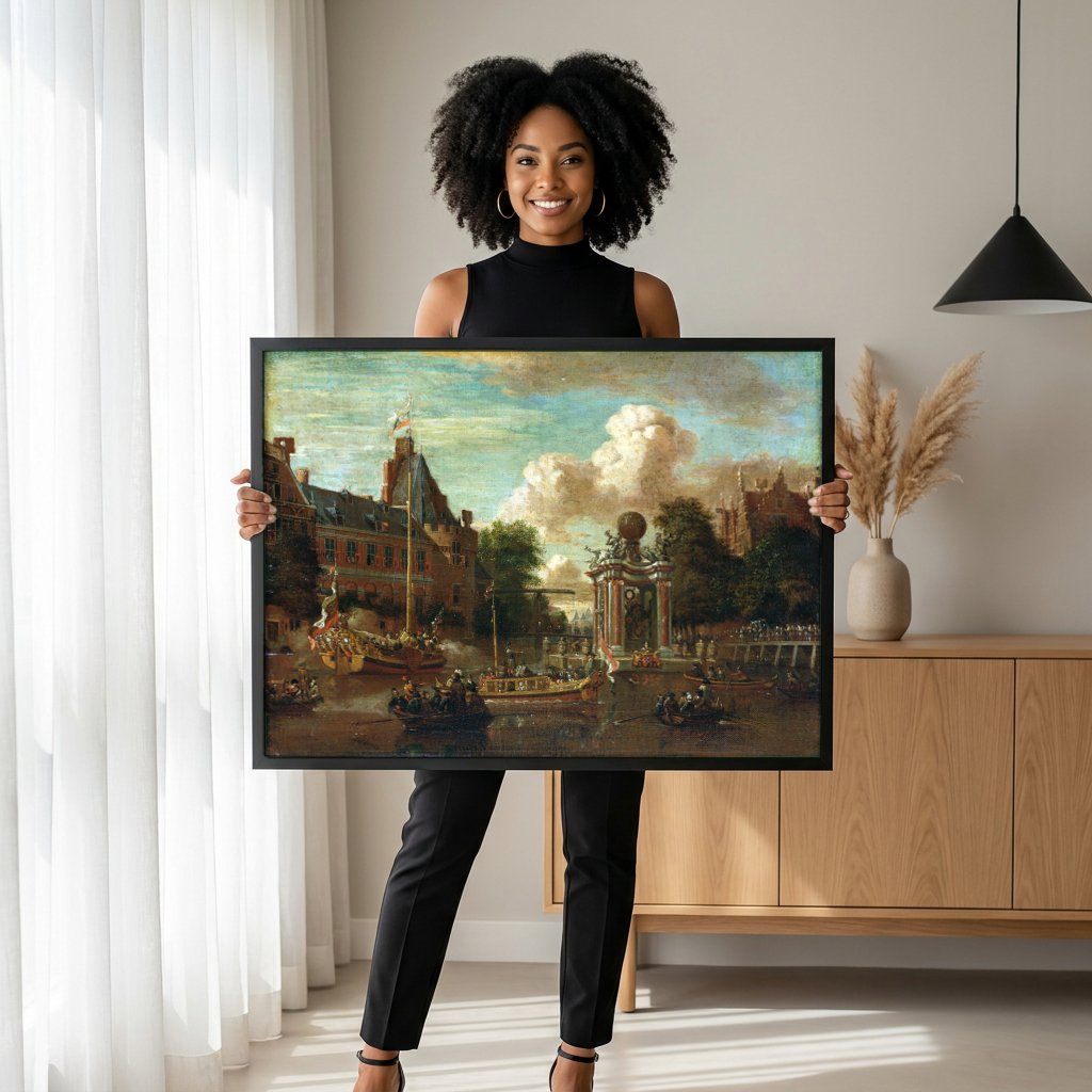 Quadro Decorativo Celebração no Canal - Storck com modelo em ambiente