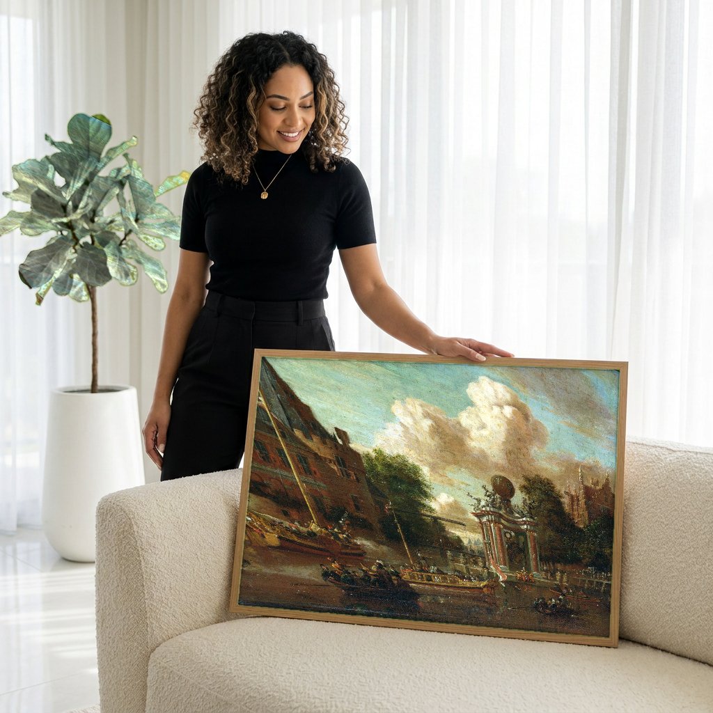 Quadro Decorativo Celebração no Canal - Storck com modelo em ambiente