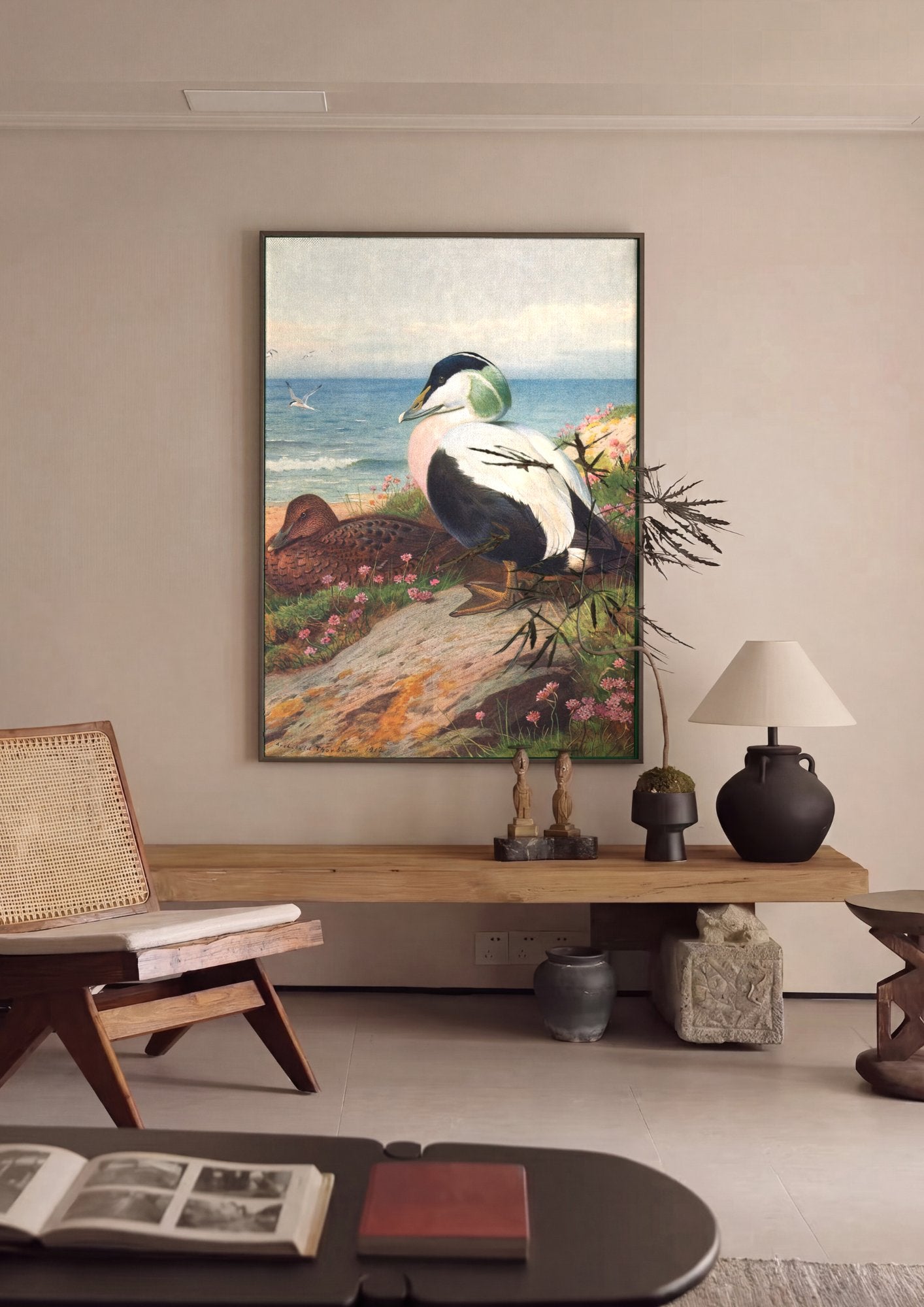 Quadro Decorativo Aves Marinhas na Costa - Thorburn em ambiente decorado