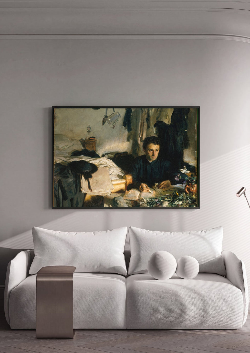 Quadro Decorativo O Estudante (o artista) - John Singer Sargent em ambiente decorado