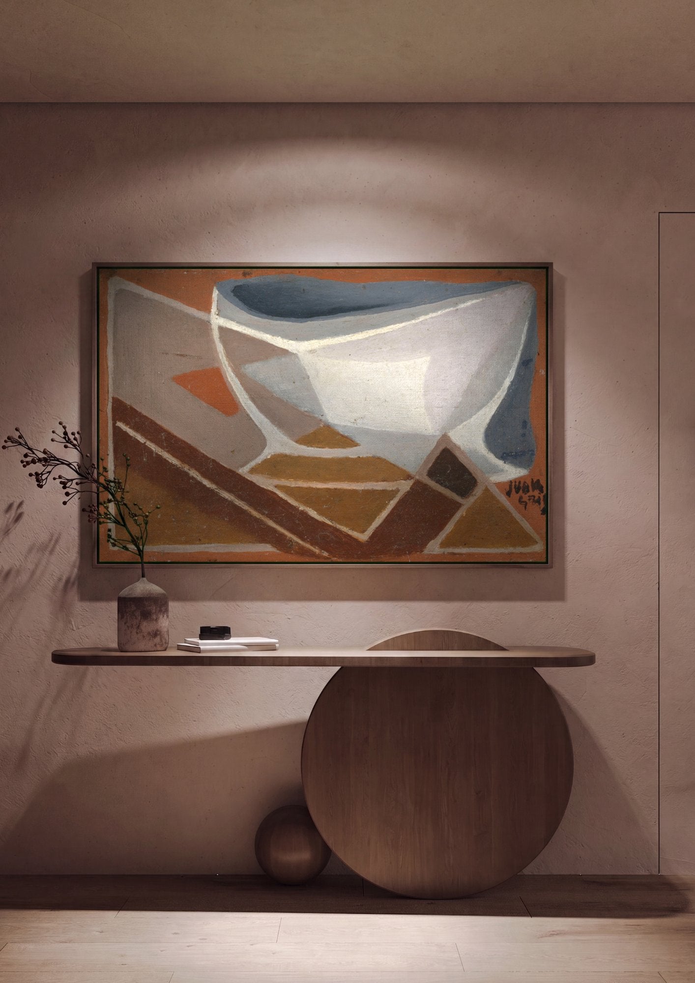 Quadro Decorativo Natureza-Morta Cubista - Juan Gris em ambiente decorado