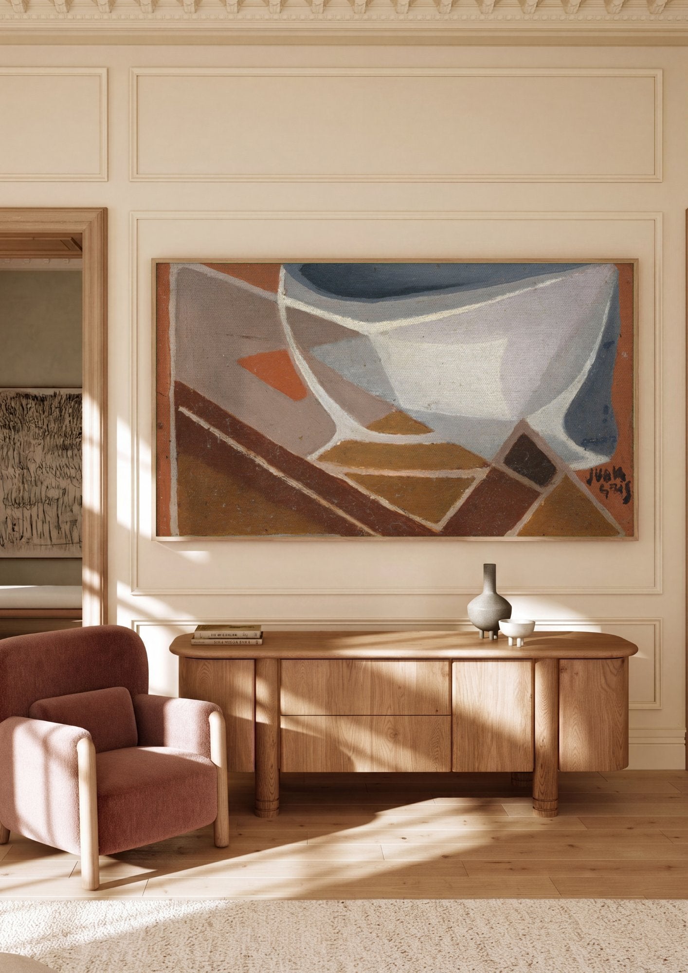 Quadro Decorativo Natureza-Morta Cubista - Juan Gris em ambiente decorado
