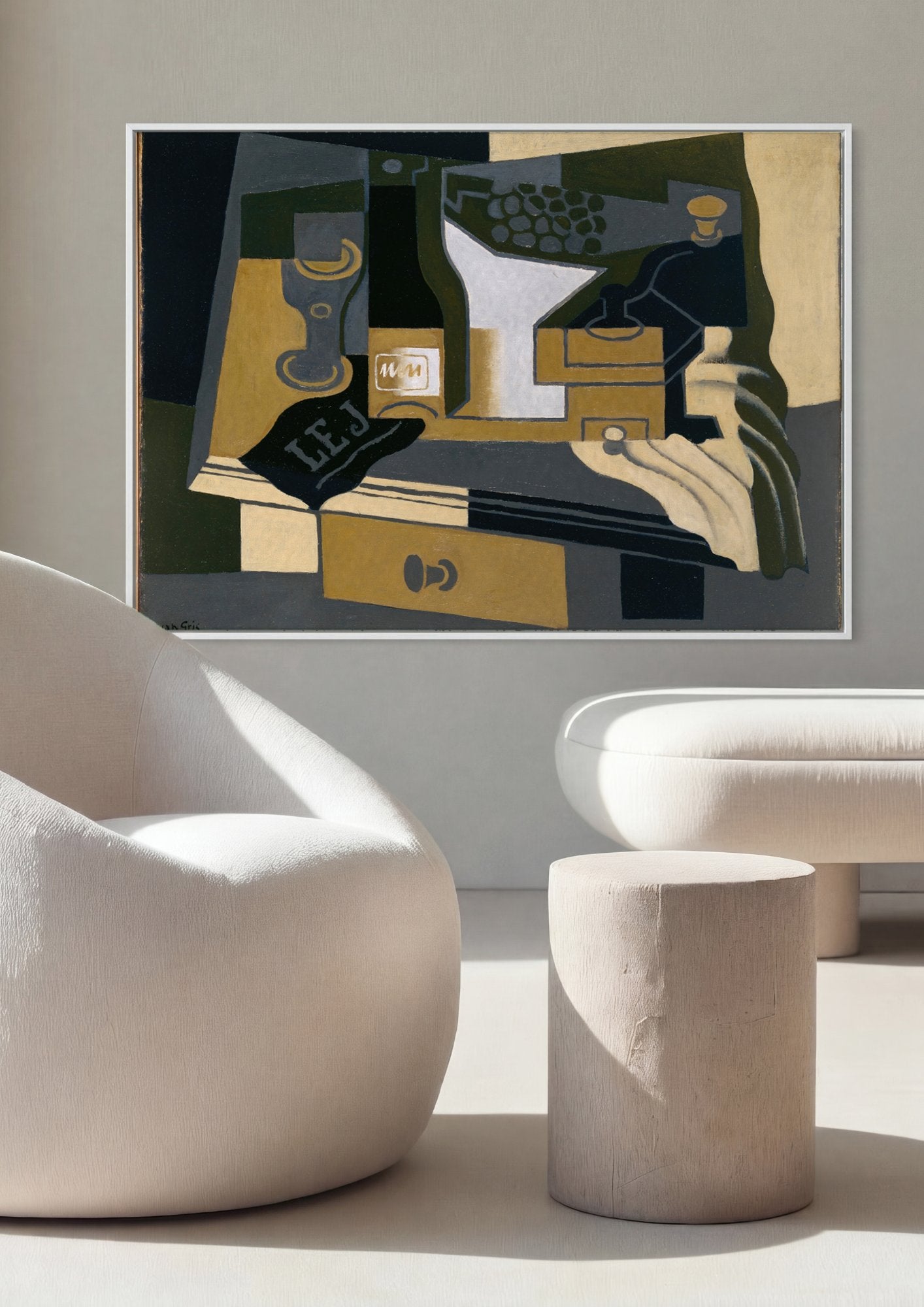 Quadro Decorativo Natureza-Morta Cubista - Juan Gris em ambiente decorado