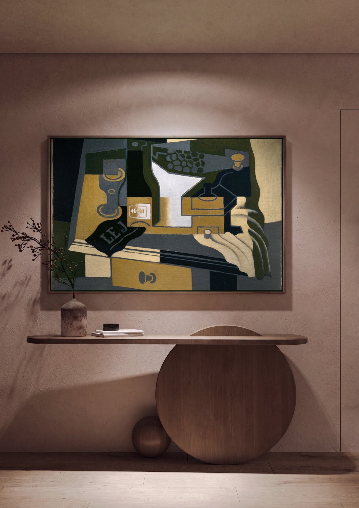 Quadro Decorativo Natureza-Morta Cubista - Juan Gris em ambiente decorado