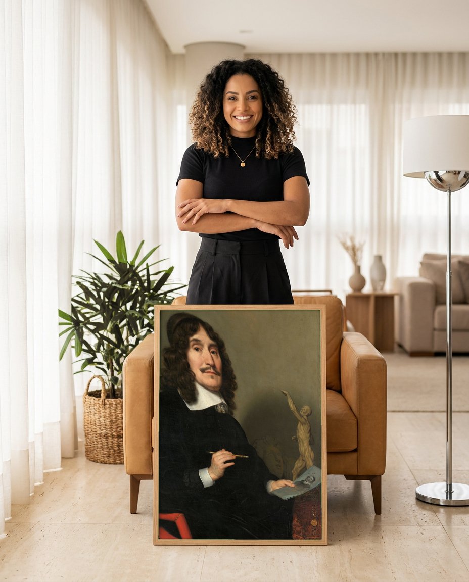 Quadro Decorativo Retrato de um Artista - Honthorst com modelo em ambiente